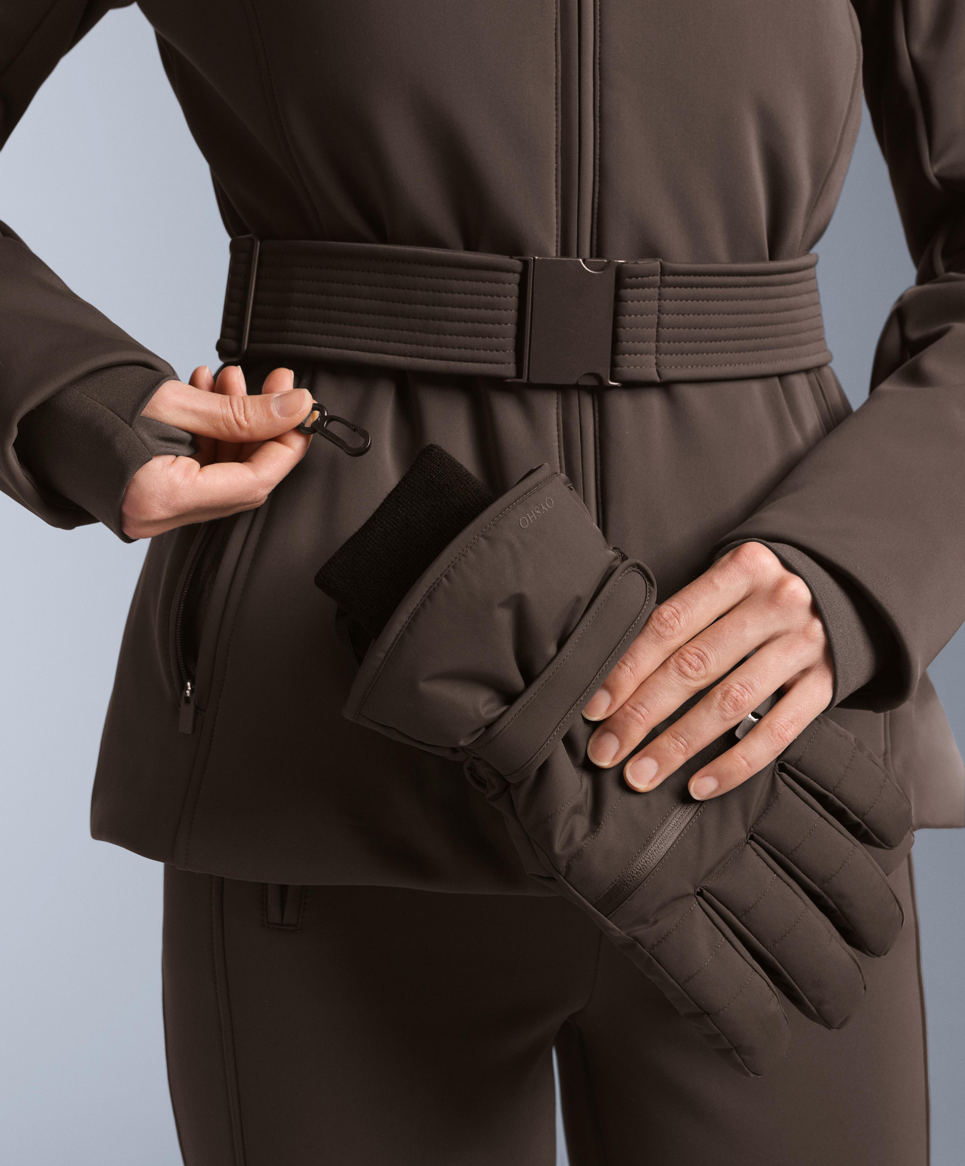 Primaloft® SKI water-resistant super-slim fit jacket — DARK BROWN