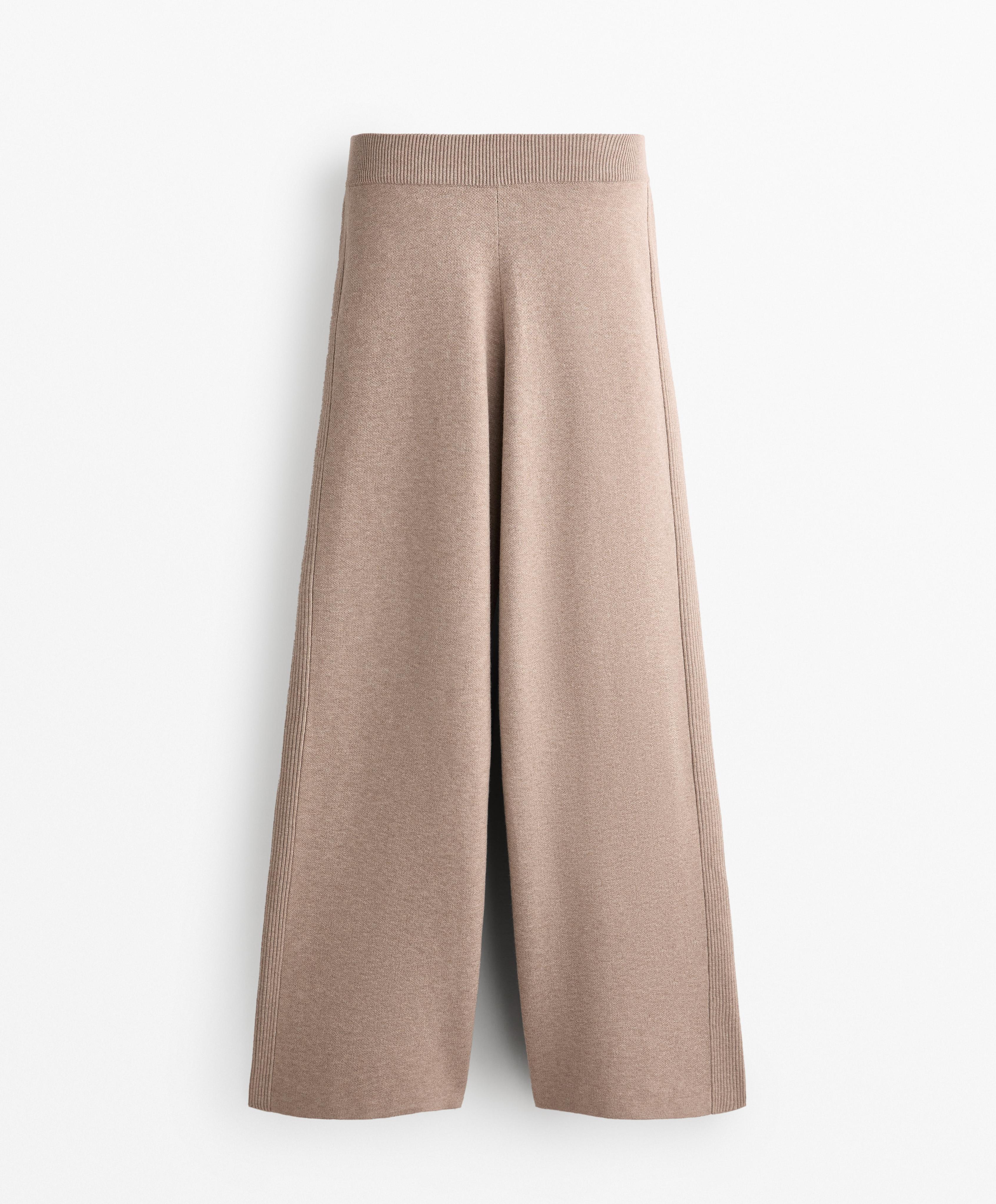 Side rib straight-leg knit trousers