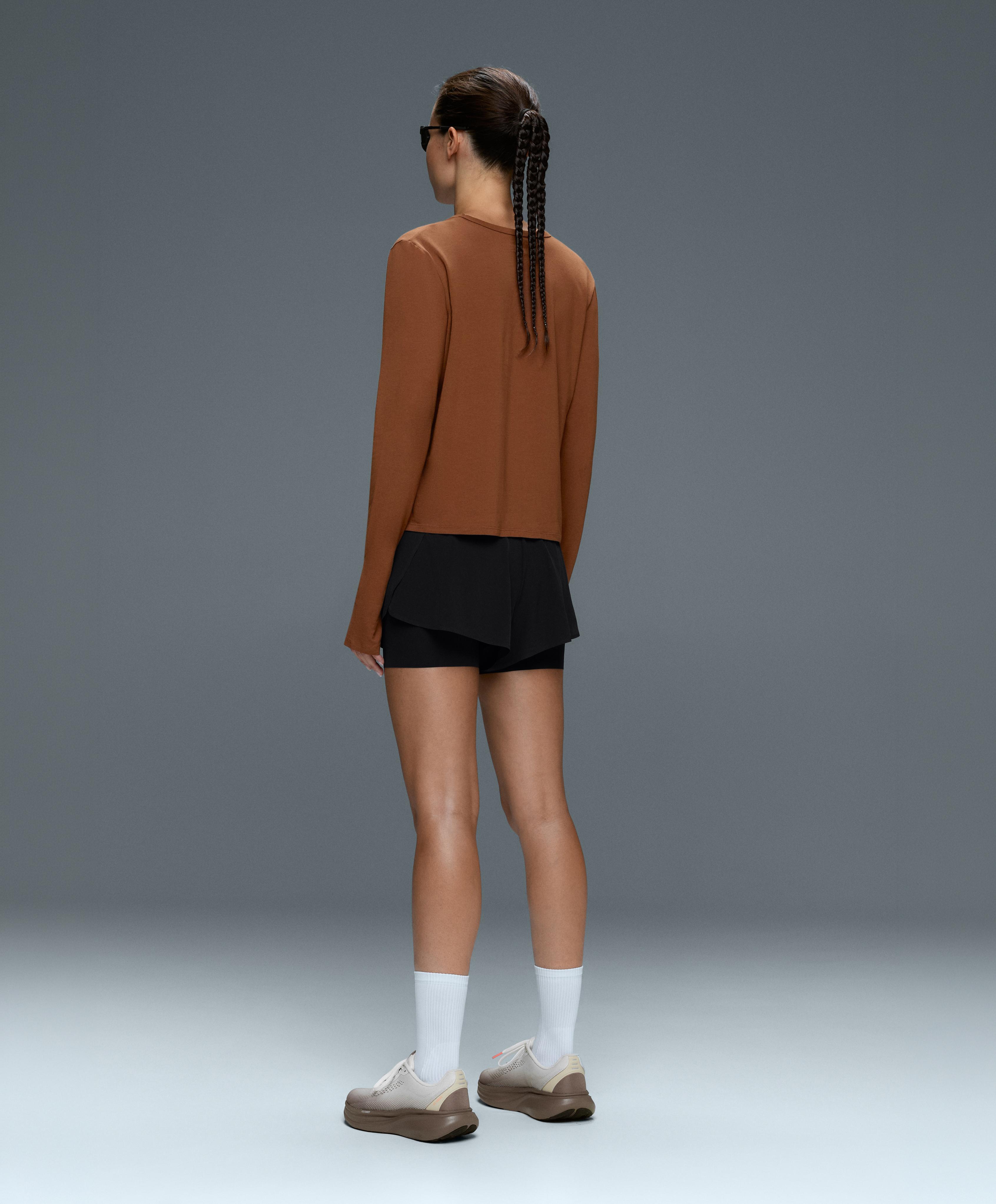 Cotton blend long-sleeved T-shirt — DARK CAMEL