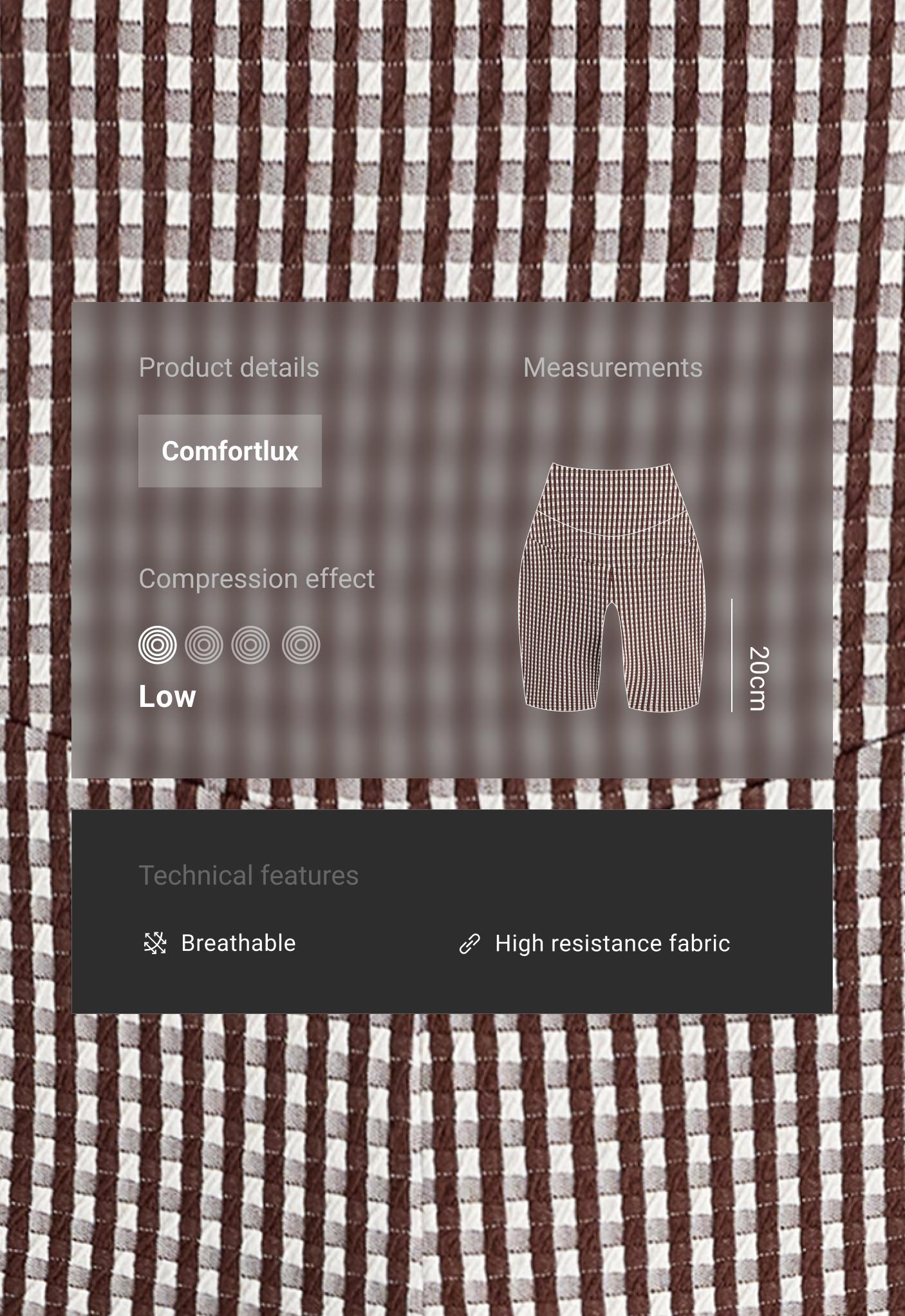 Comfortlux high-rise 20cm gingham biker leggings — DARK REDDISH‑BROWN