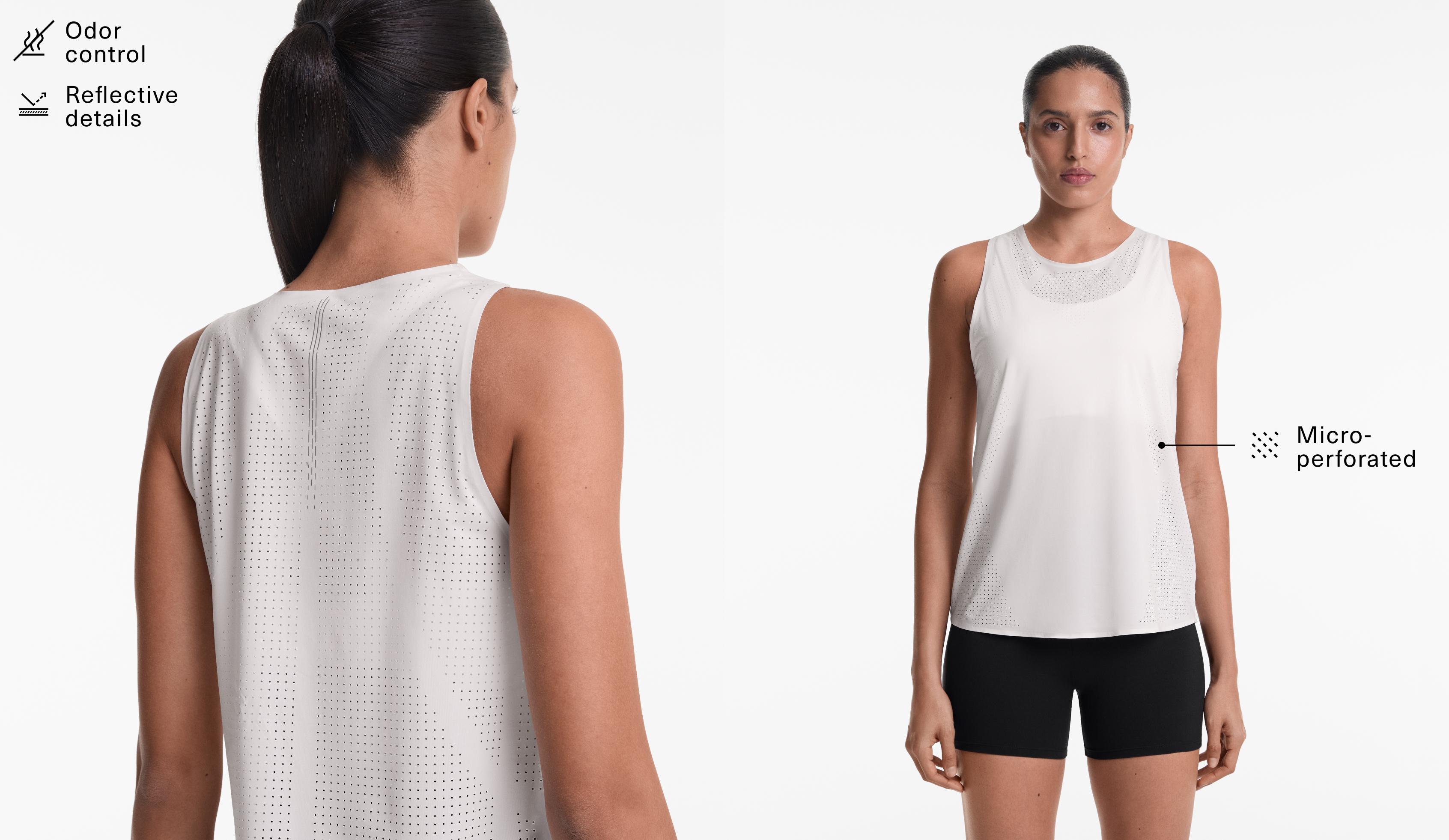 Microperforated technical sleeveless T-shirt