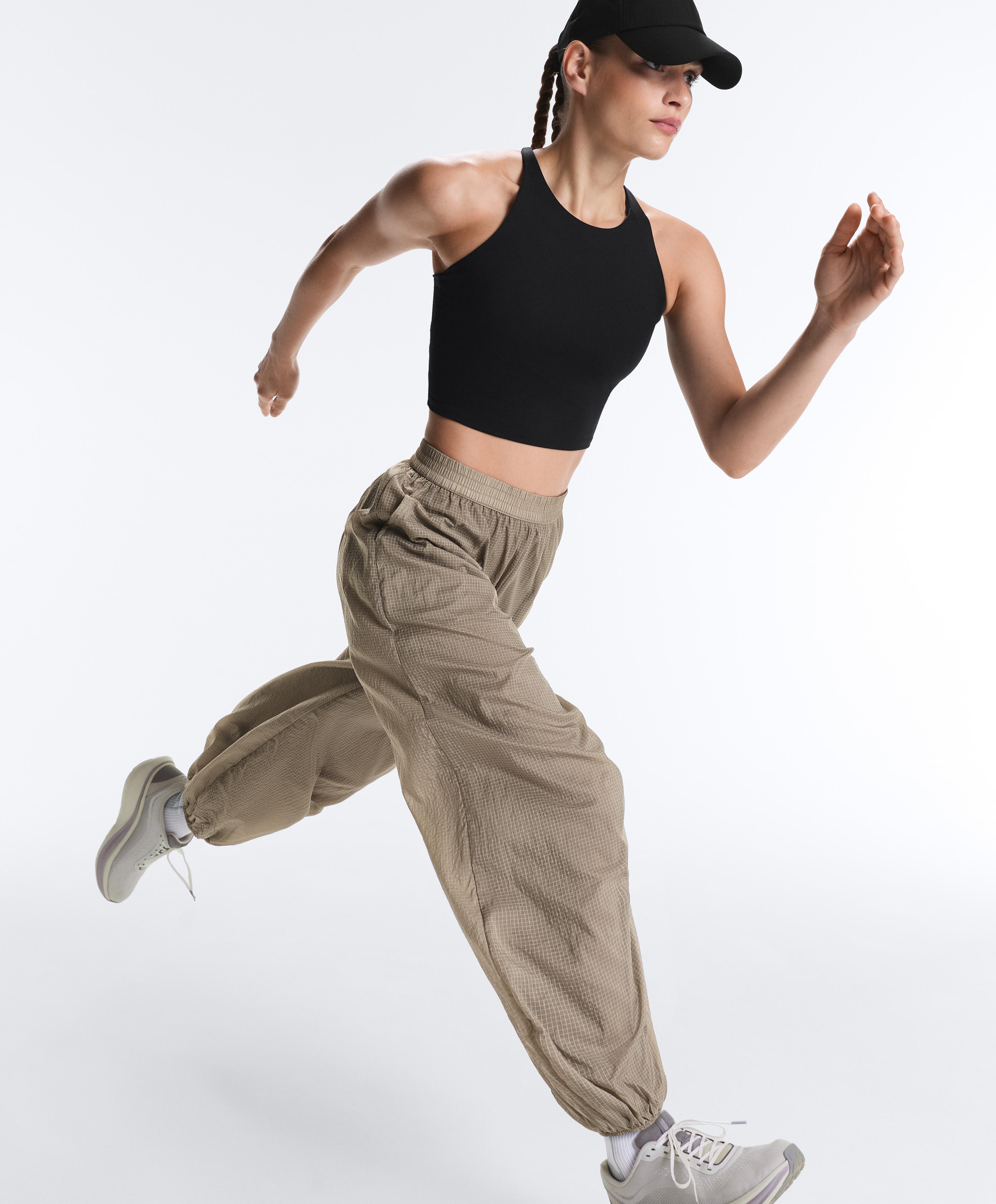 Checked technical bloomer trousers — MINK GREY