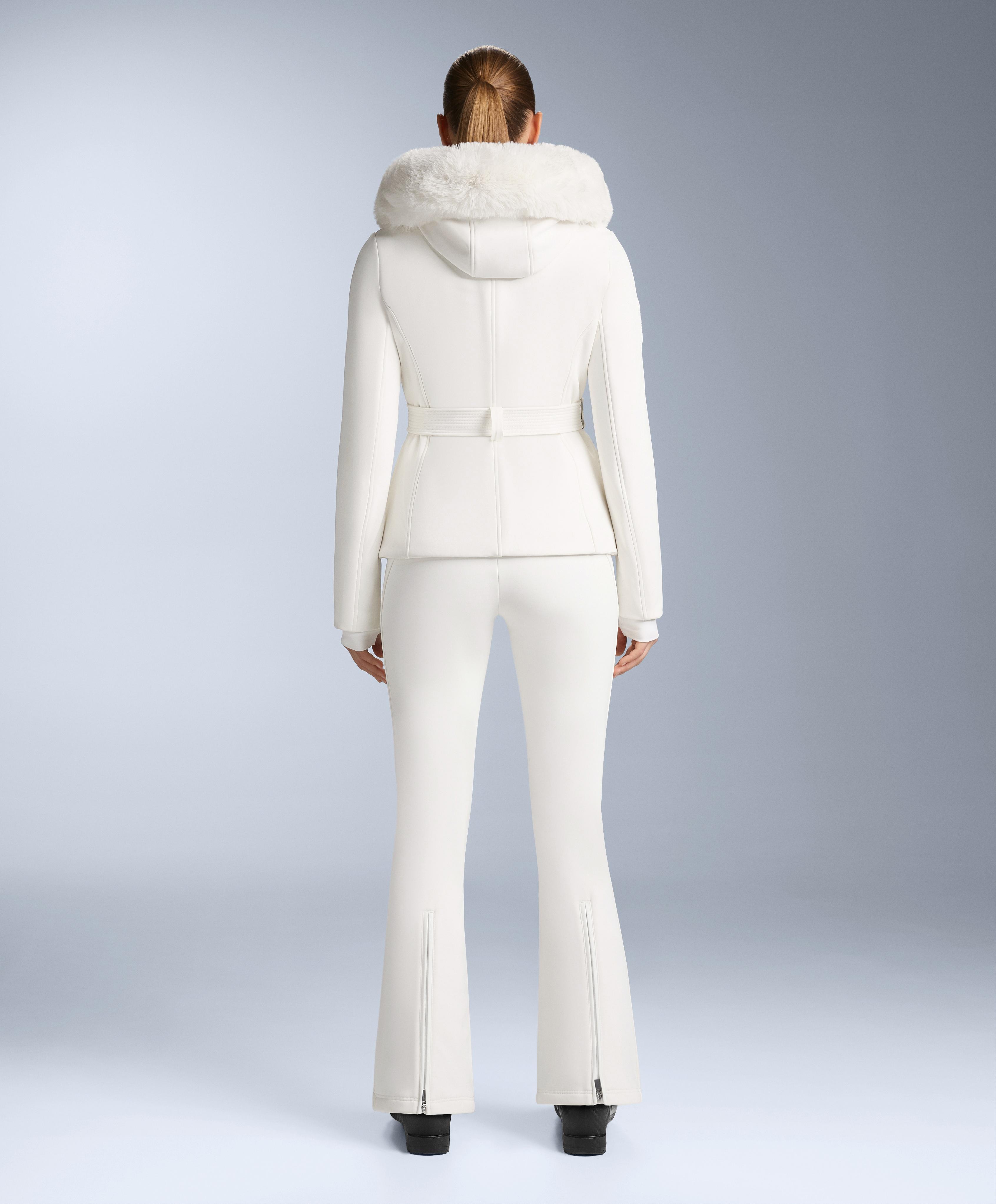 Water-resistant flare stretch SKI trousers — WHITE 