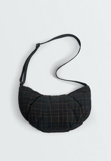 Micro-corduroy crossbody bag with checked print — CHECK 1