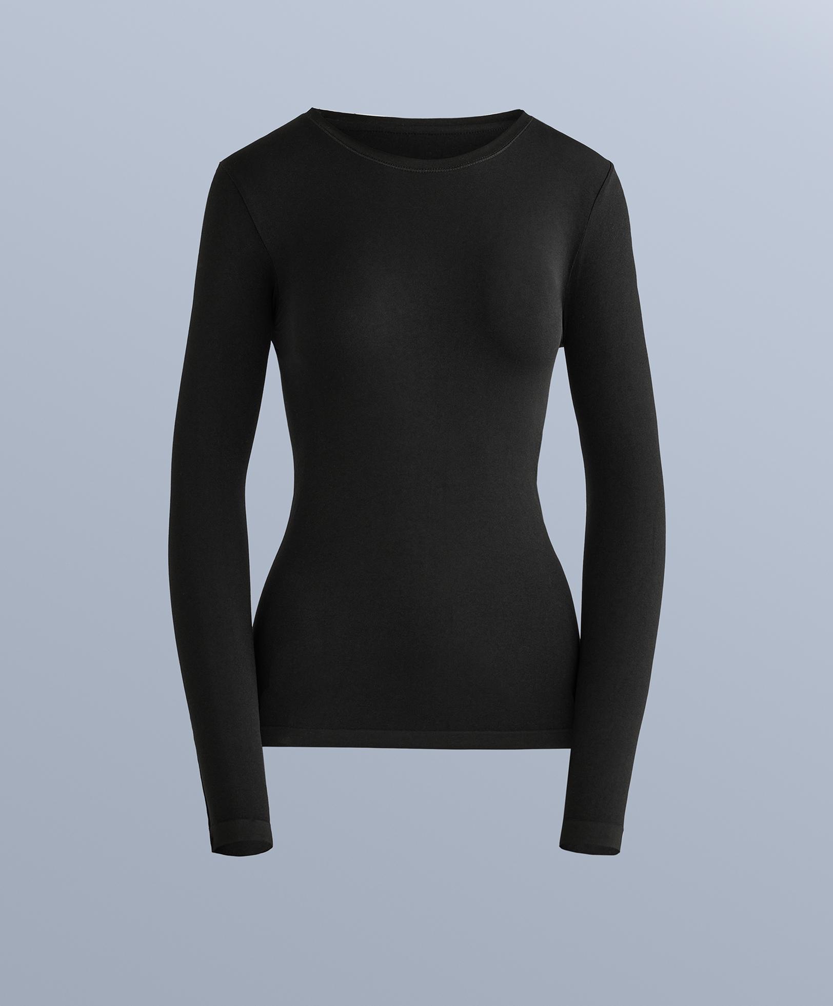 Seamless thermal base layer T-shirt — BLACK