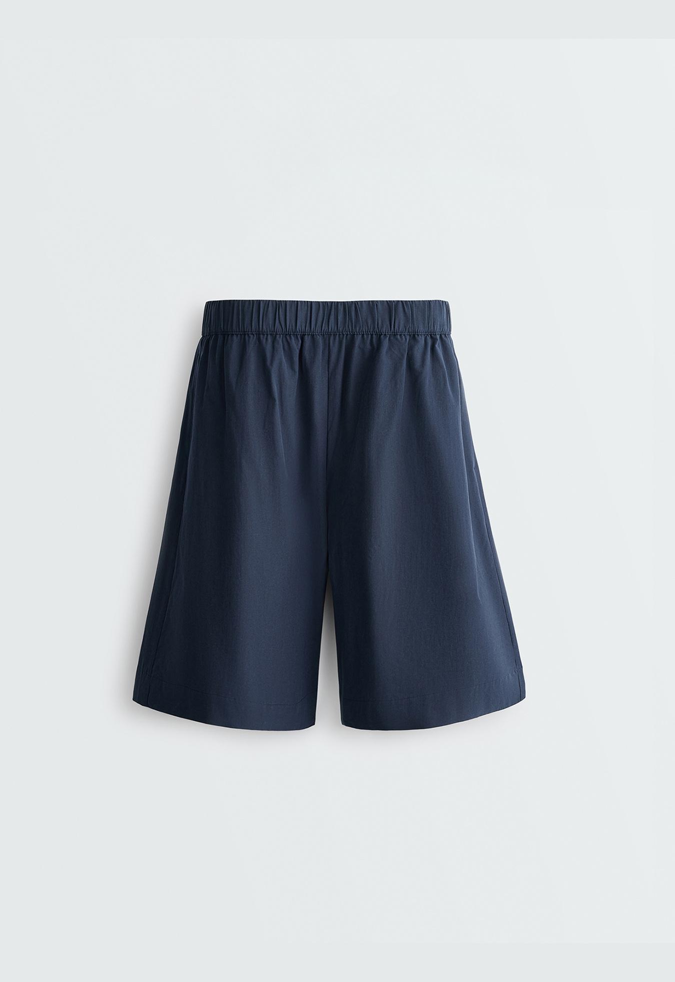 100% cotton Bermuda shorts — NAVY BLUE
