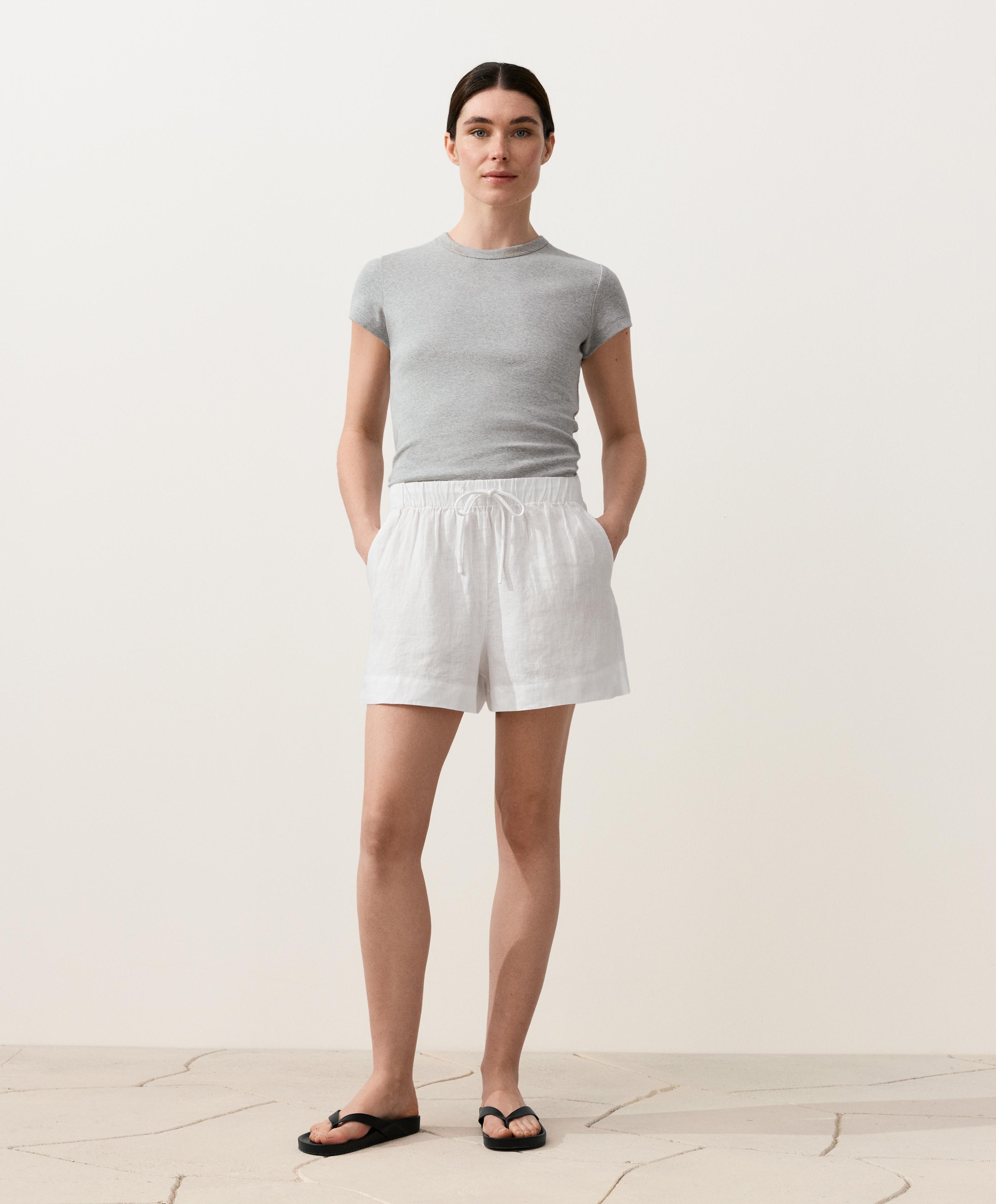 Shorts mid rise 100% lino