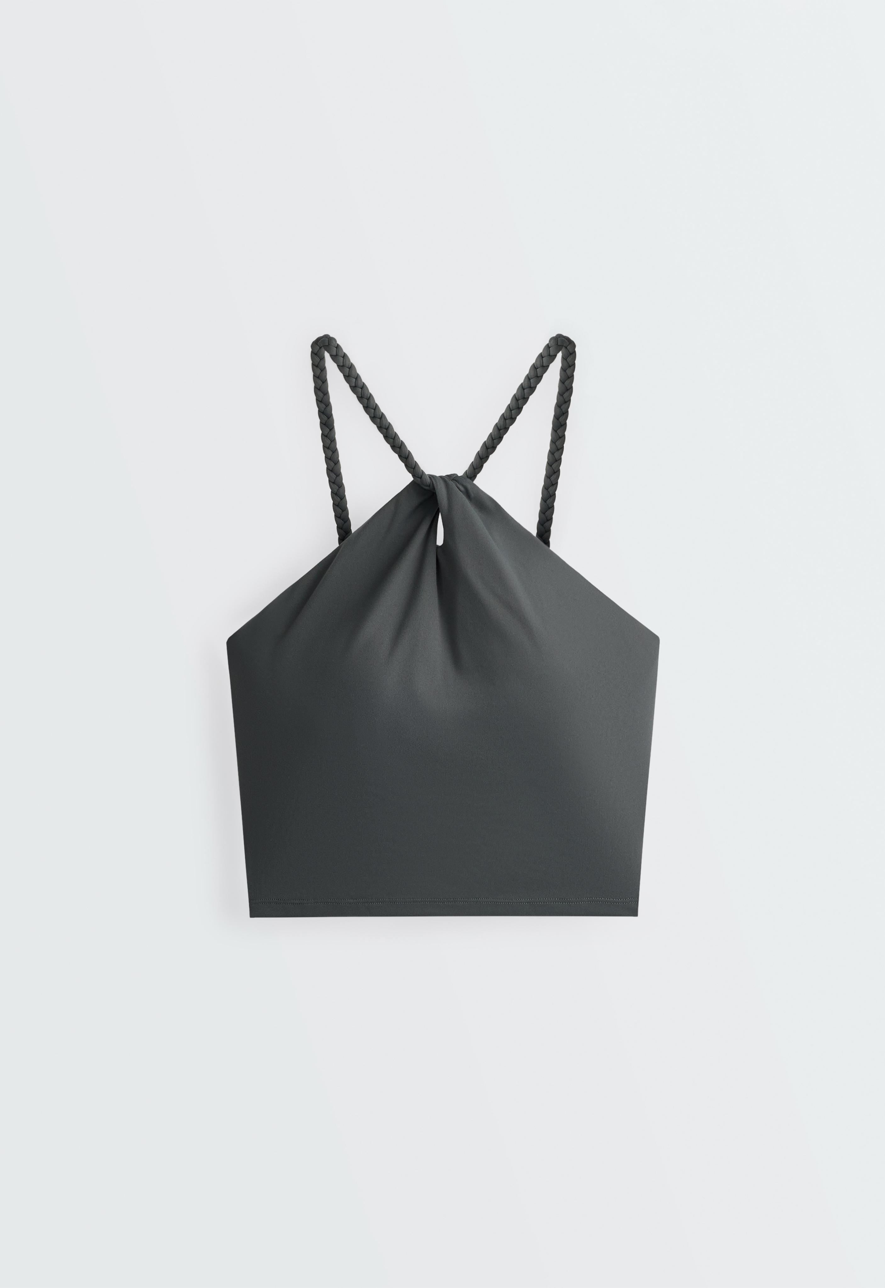Comfortlux braided halter tank top — STEEL GREY