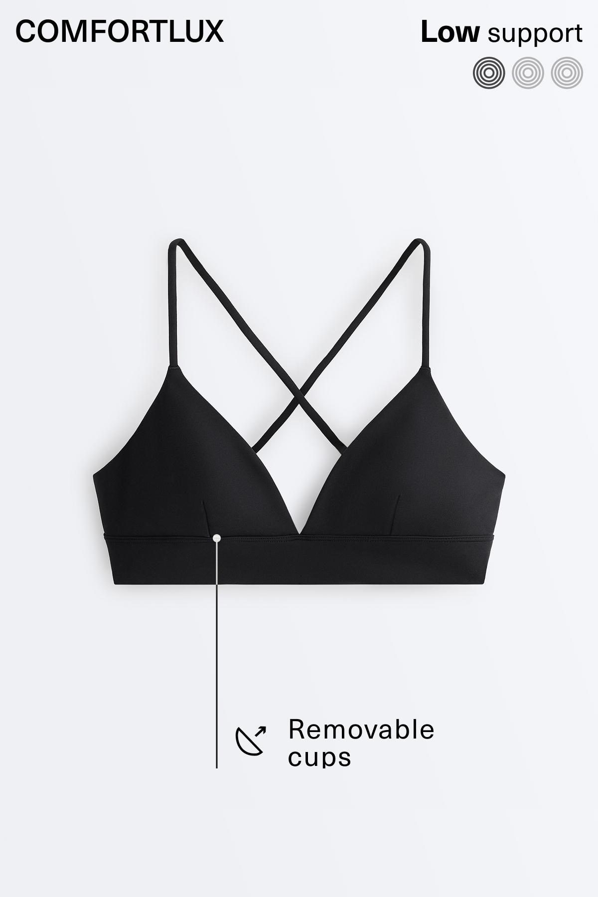 Comfortlux low-support triangle sports bra — BLACK