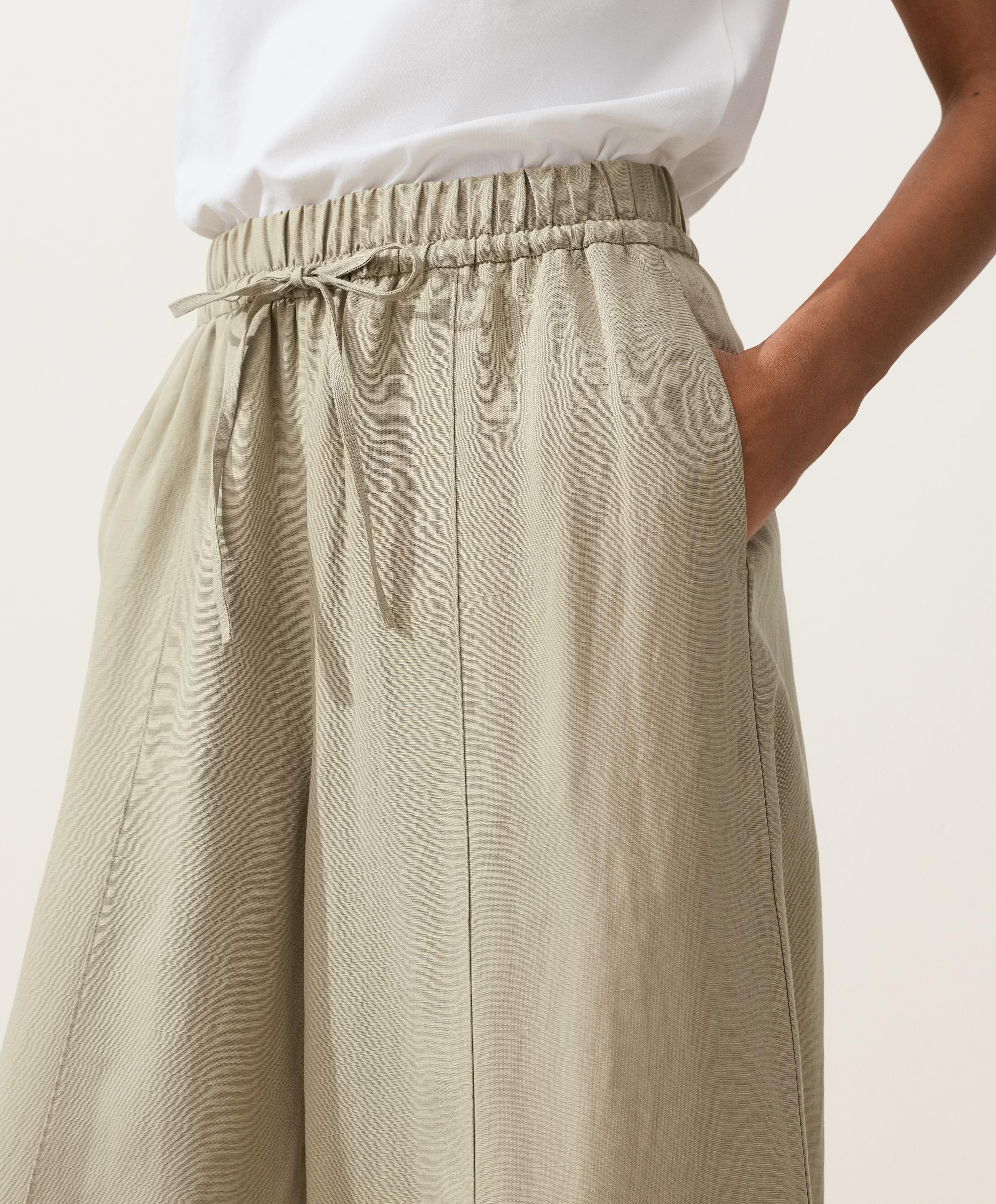Balloon trousers lyocell blend and 24% linen with seams — GREEN BEIGE