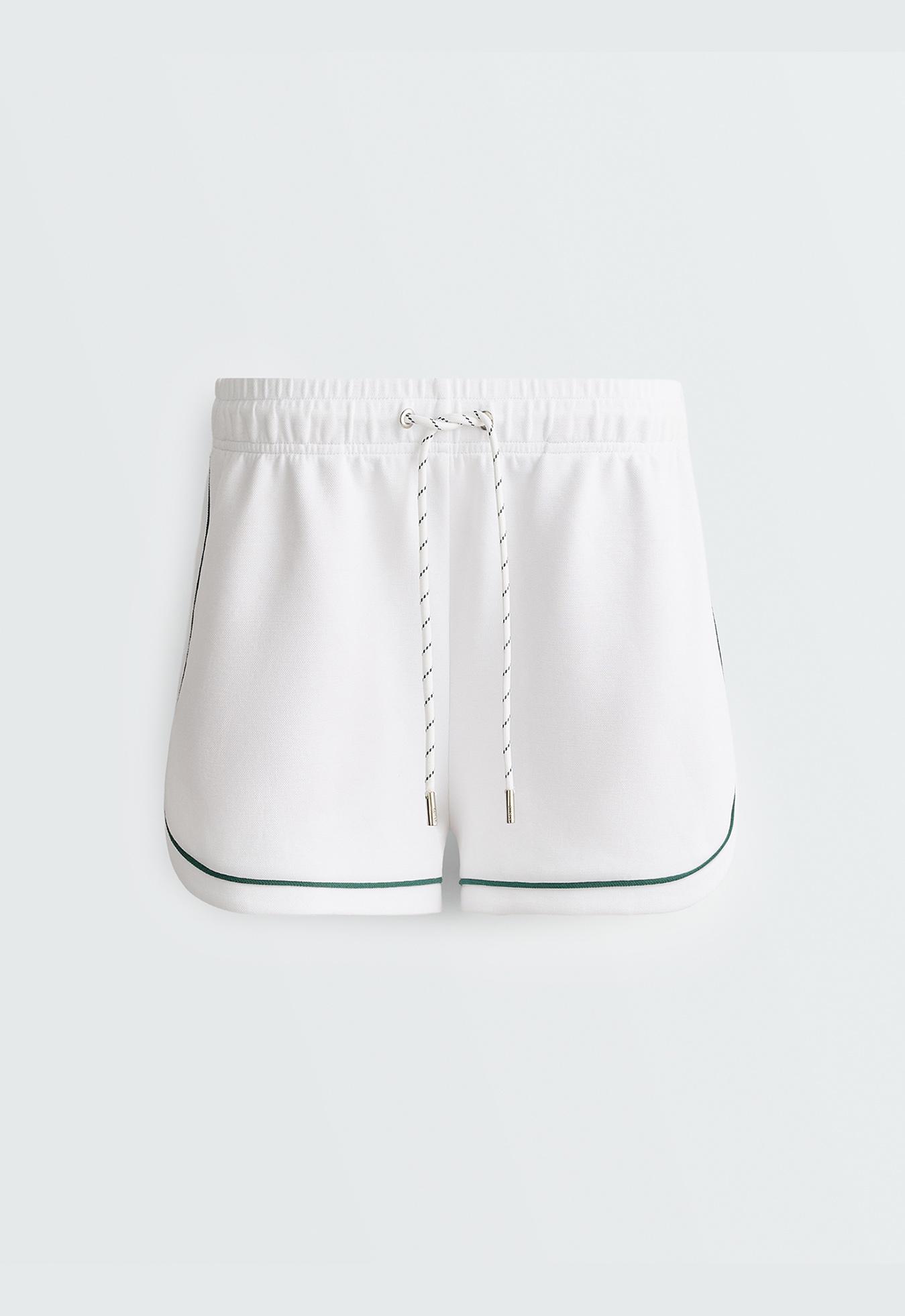 Cotton piqué shorts with piping — WHITE 