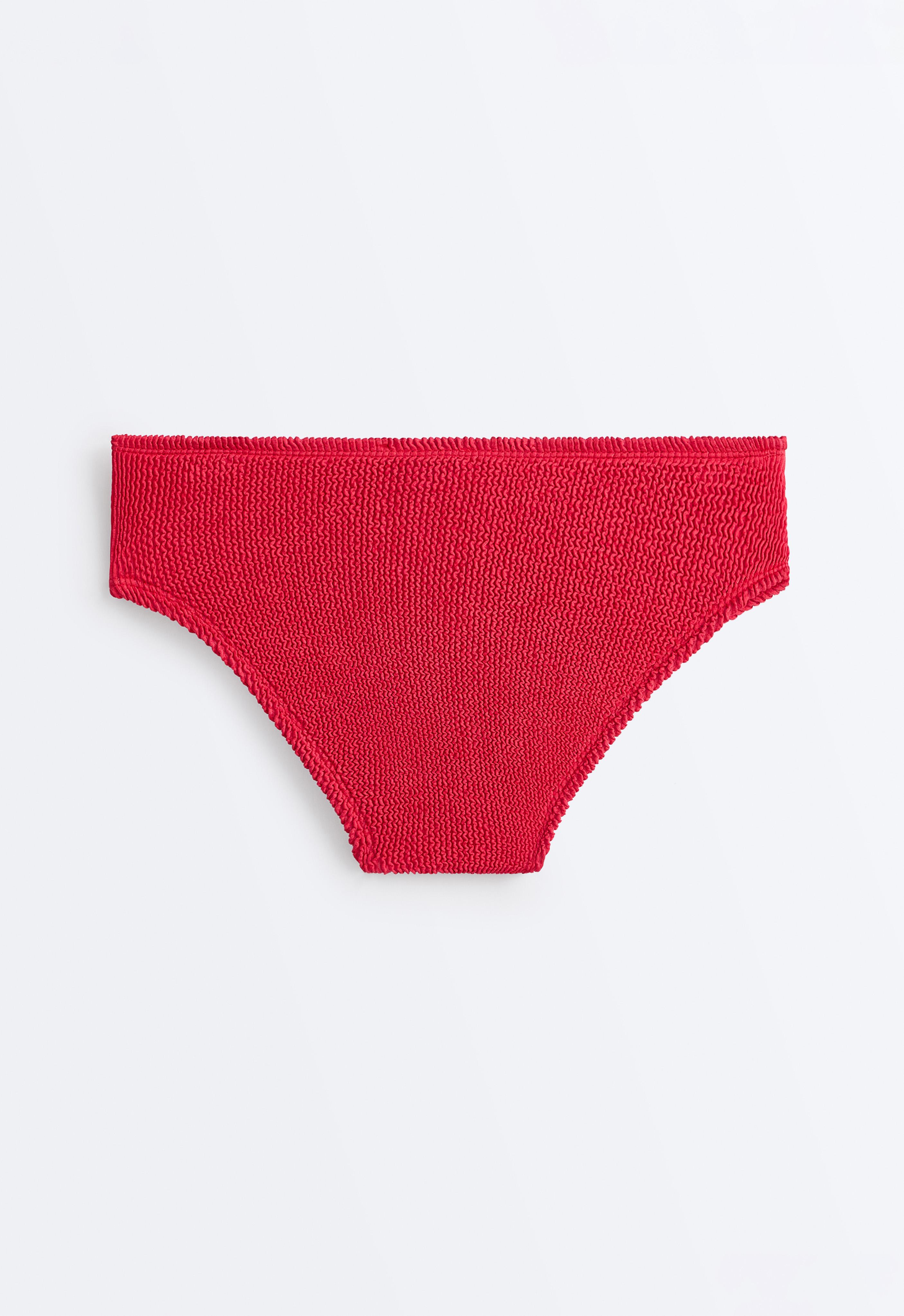 Medium-coverage U-cut crinkle bikini briefs — GERANIUM RED