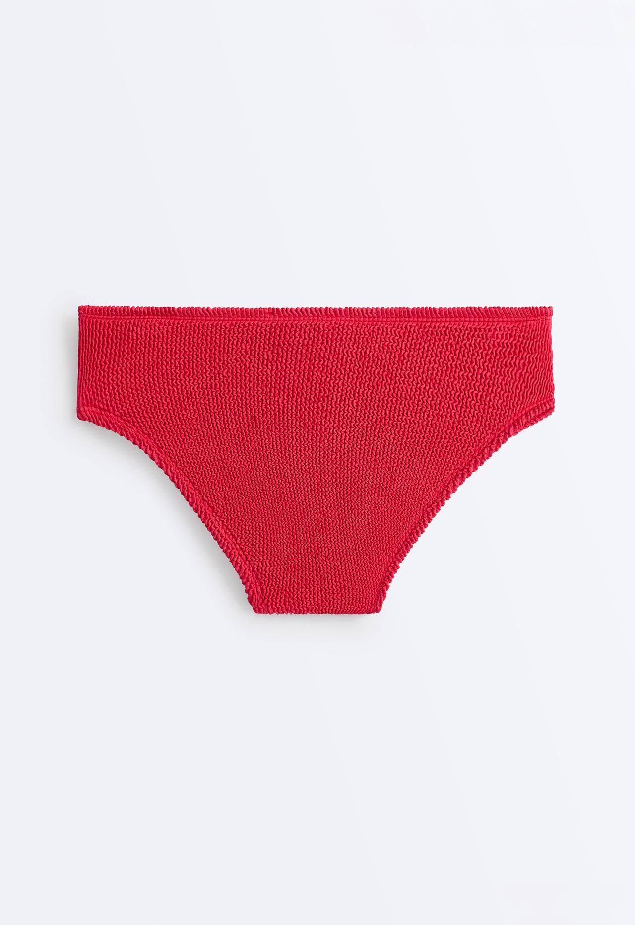 Medium-coverage U-cut crinkle bikini briefs — GERANIUM RED