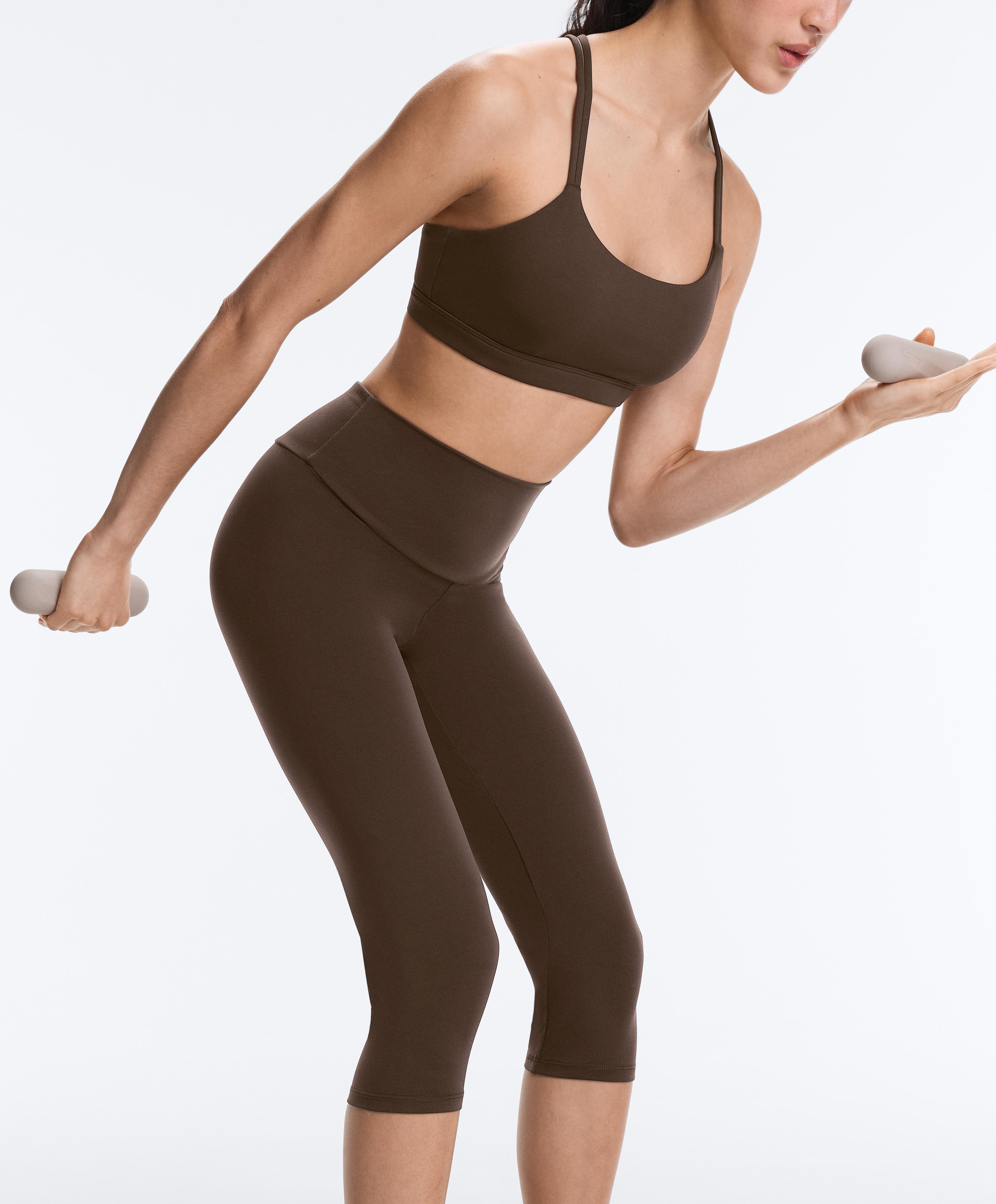 Comfortlux high-rise 40cm knee-length leggings — DARK BROWN