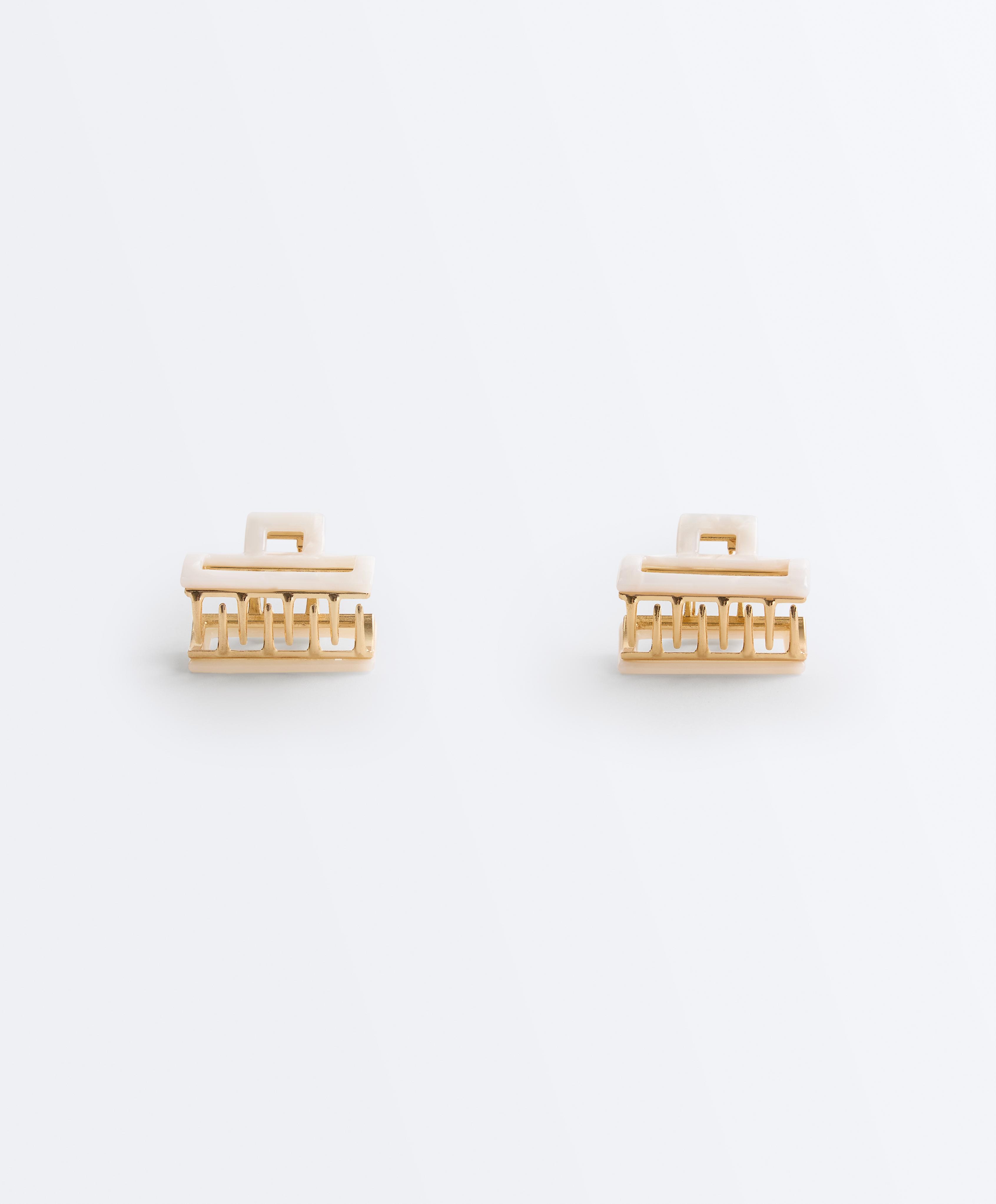 2 square metallic hair clips — QUARTZ