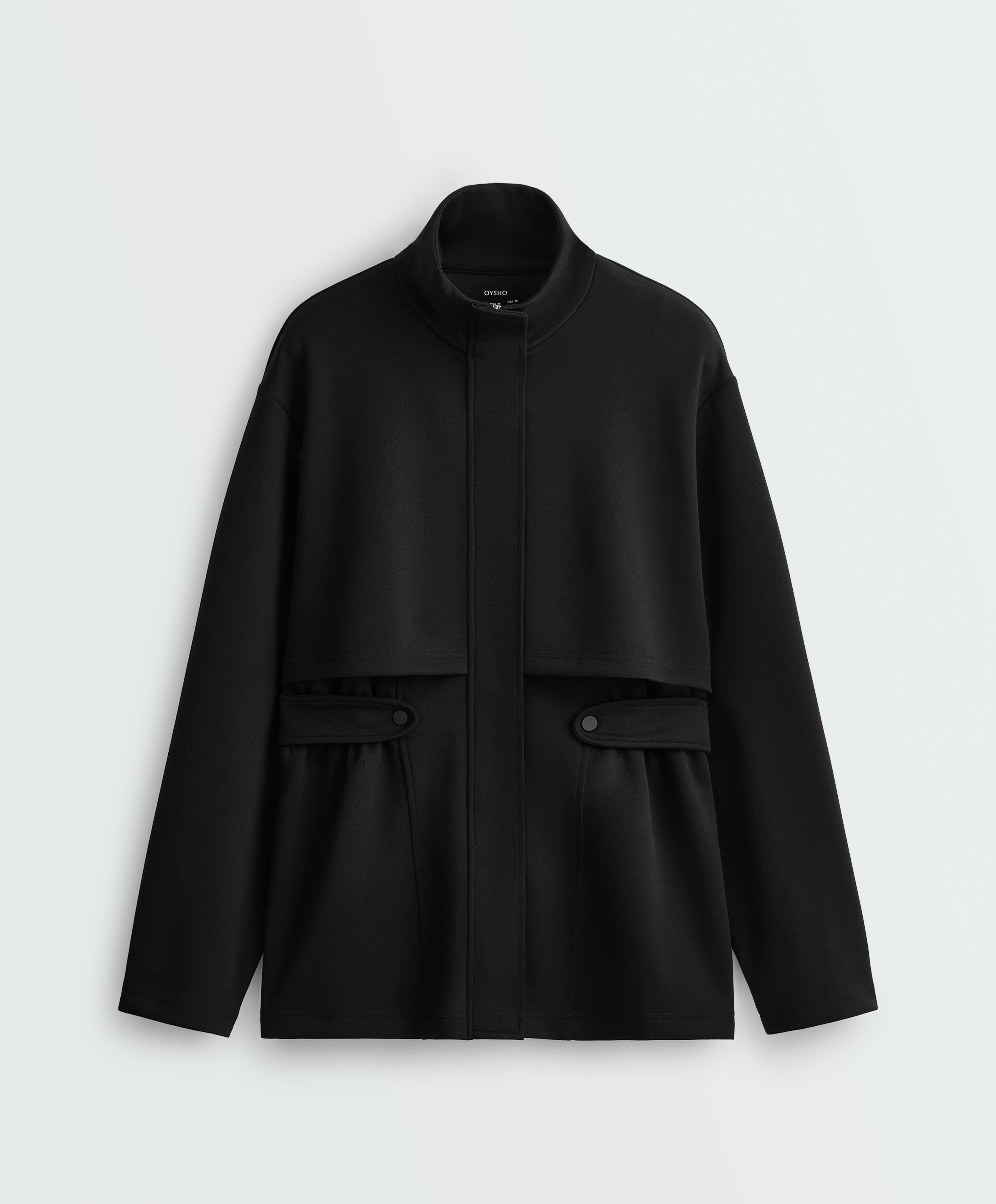 Veste longue piqué à ceinture Veste longue piqué à ceinture