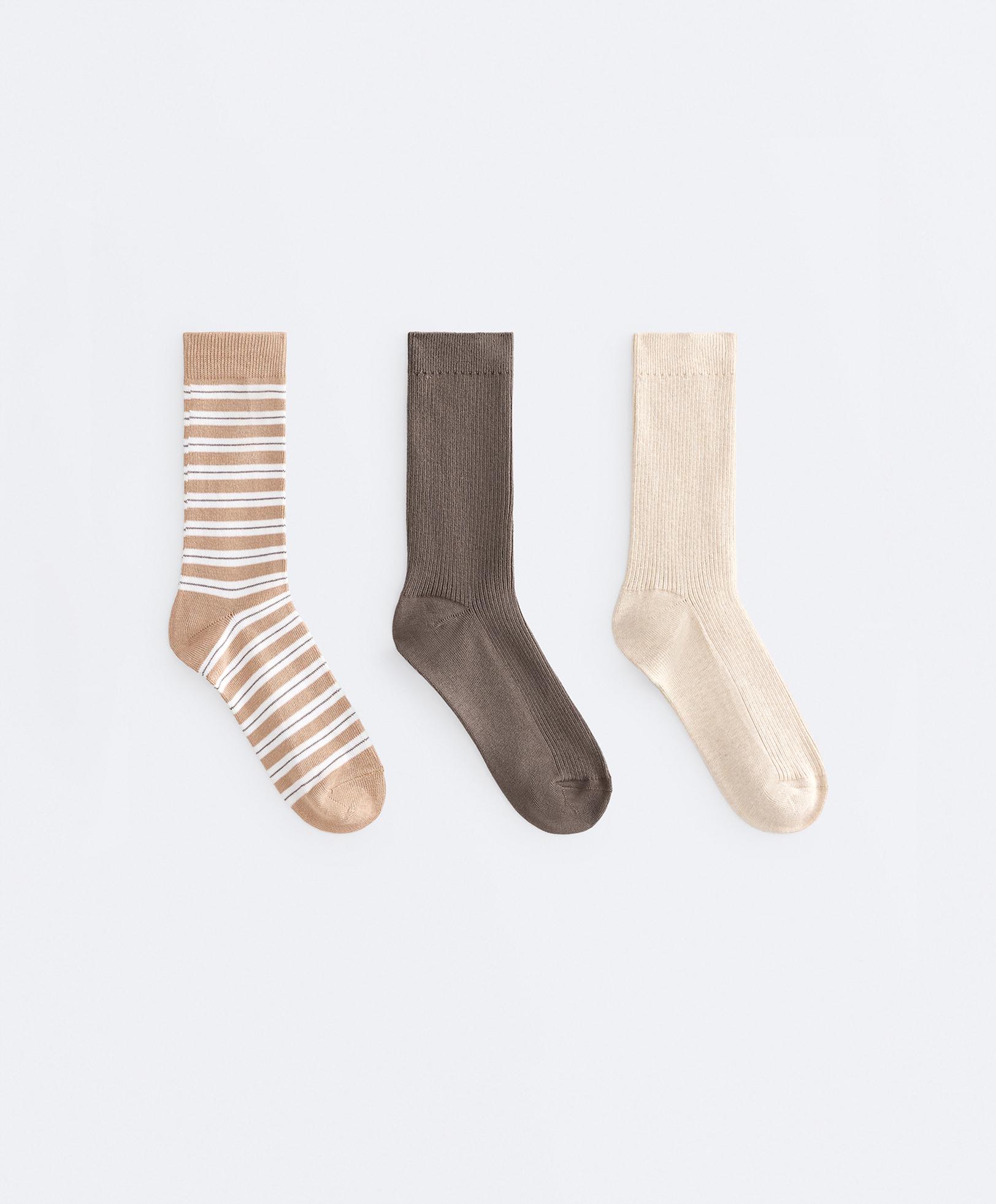 3 pairs of cotton blend classic socks — DARK MINK