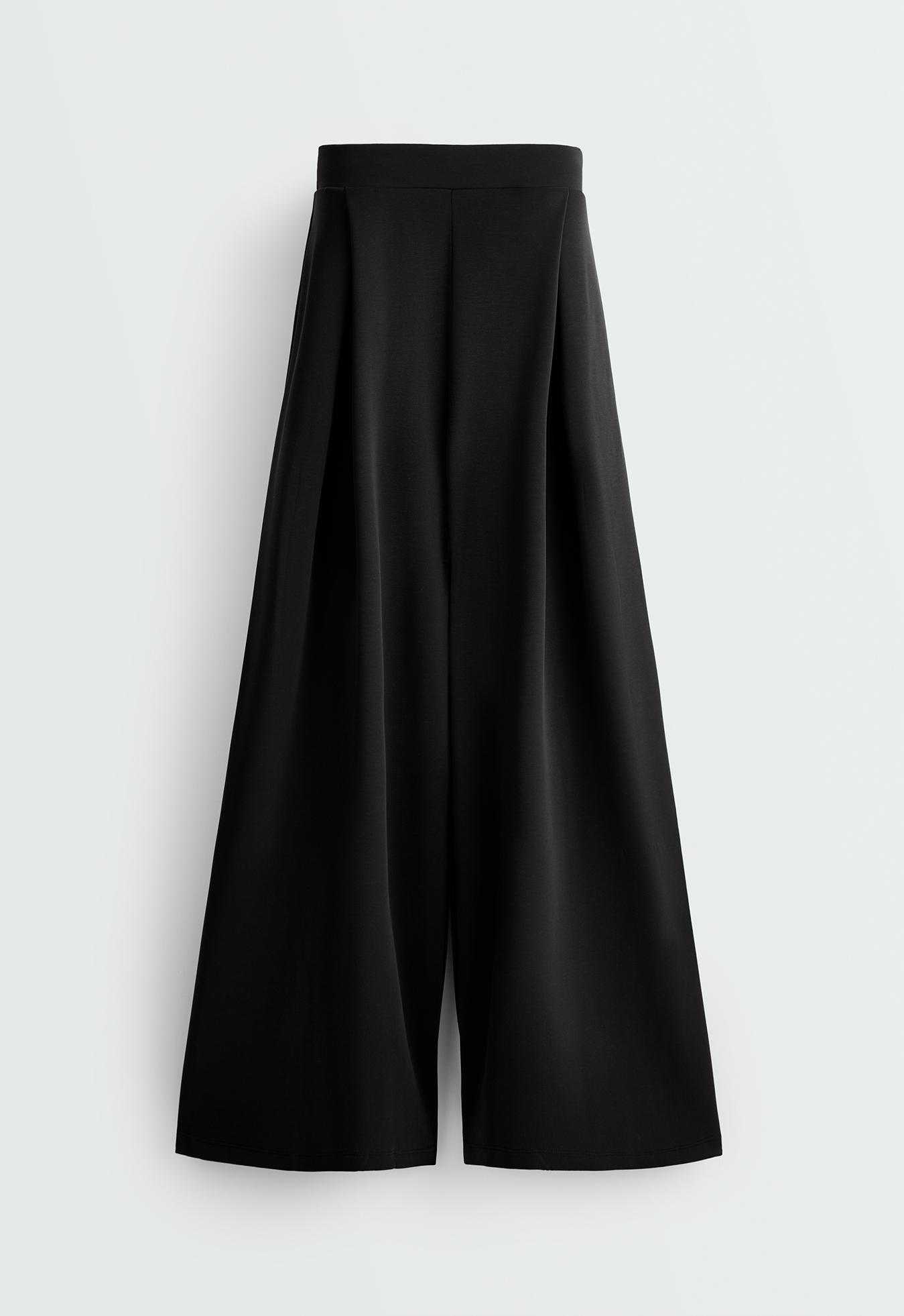 Soft-touch wide trousers with modal — BLACK