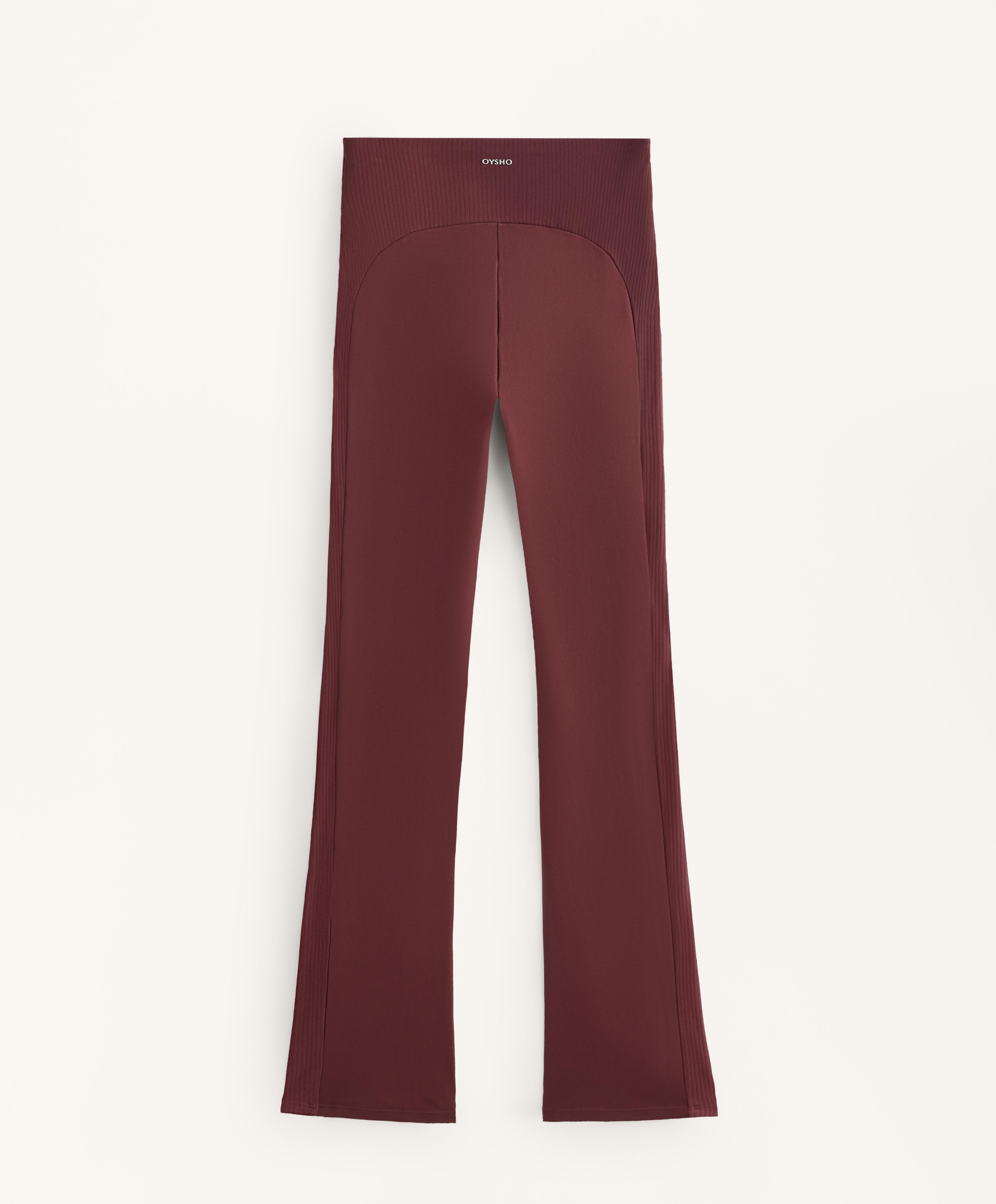 High-rise Comfortlux rib flare trousers — MAROON