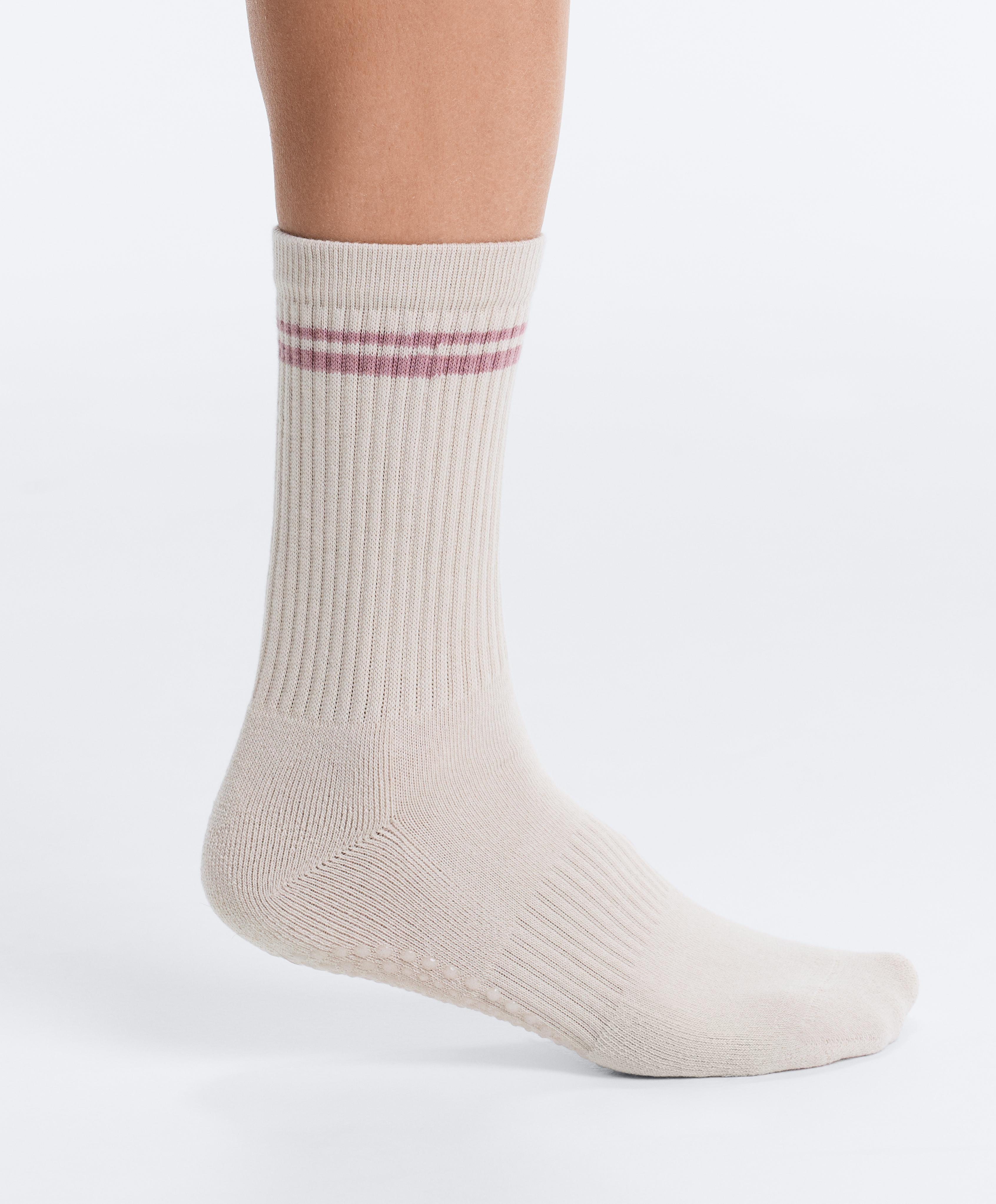 2 pairs of classic cotton blend yoga and Pilates socks — SOFT PINK