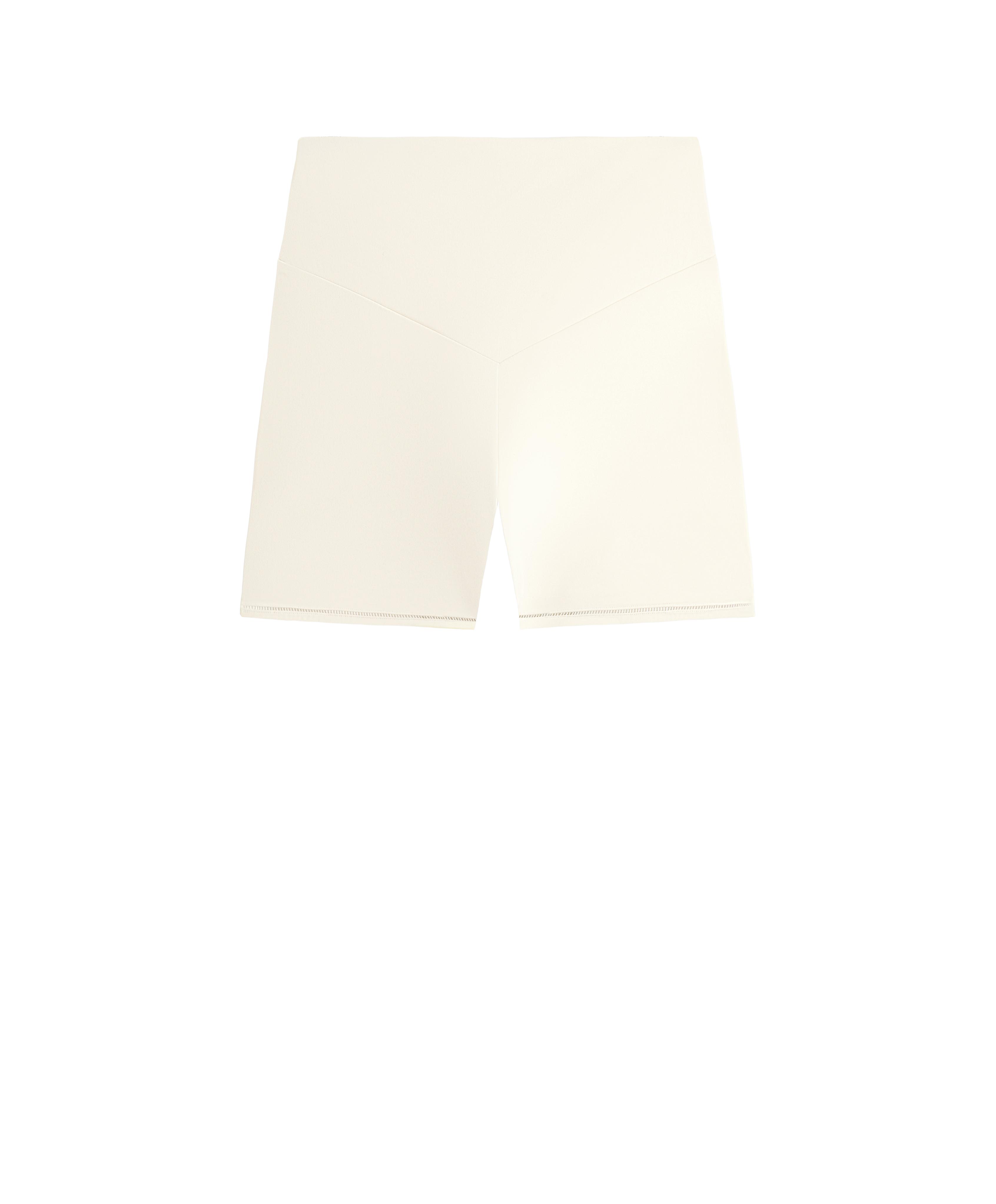 Comfortlux high-rise 10cm hot pants with openwork detail — ECRU