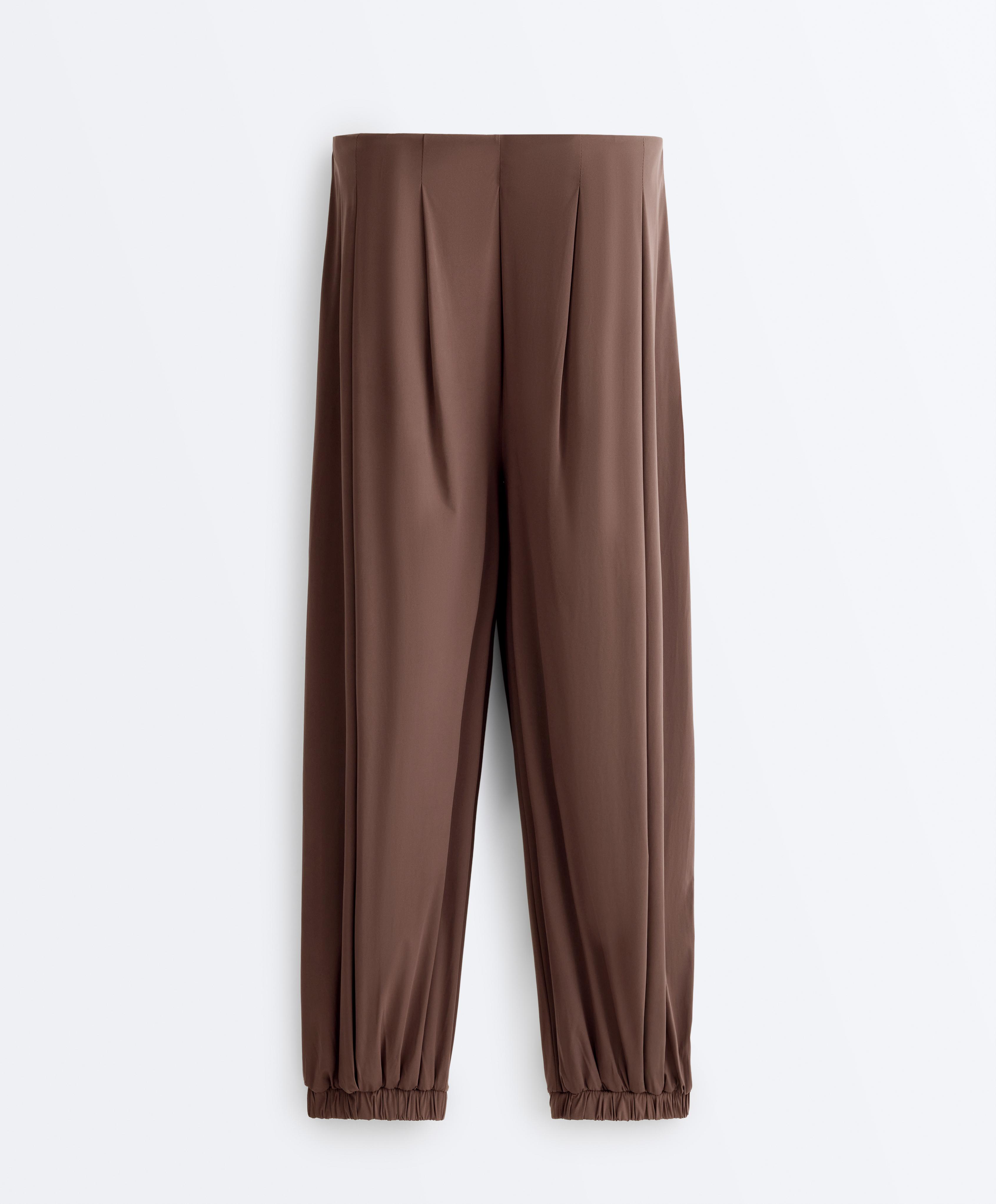 Light Touch long bloomer trousers — MID-BROWN