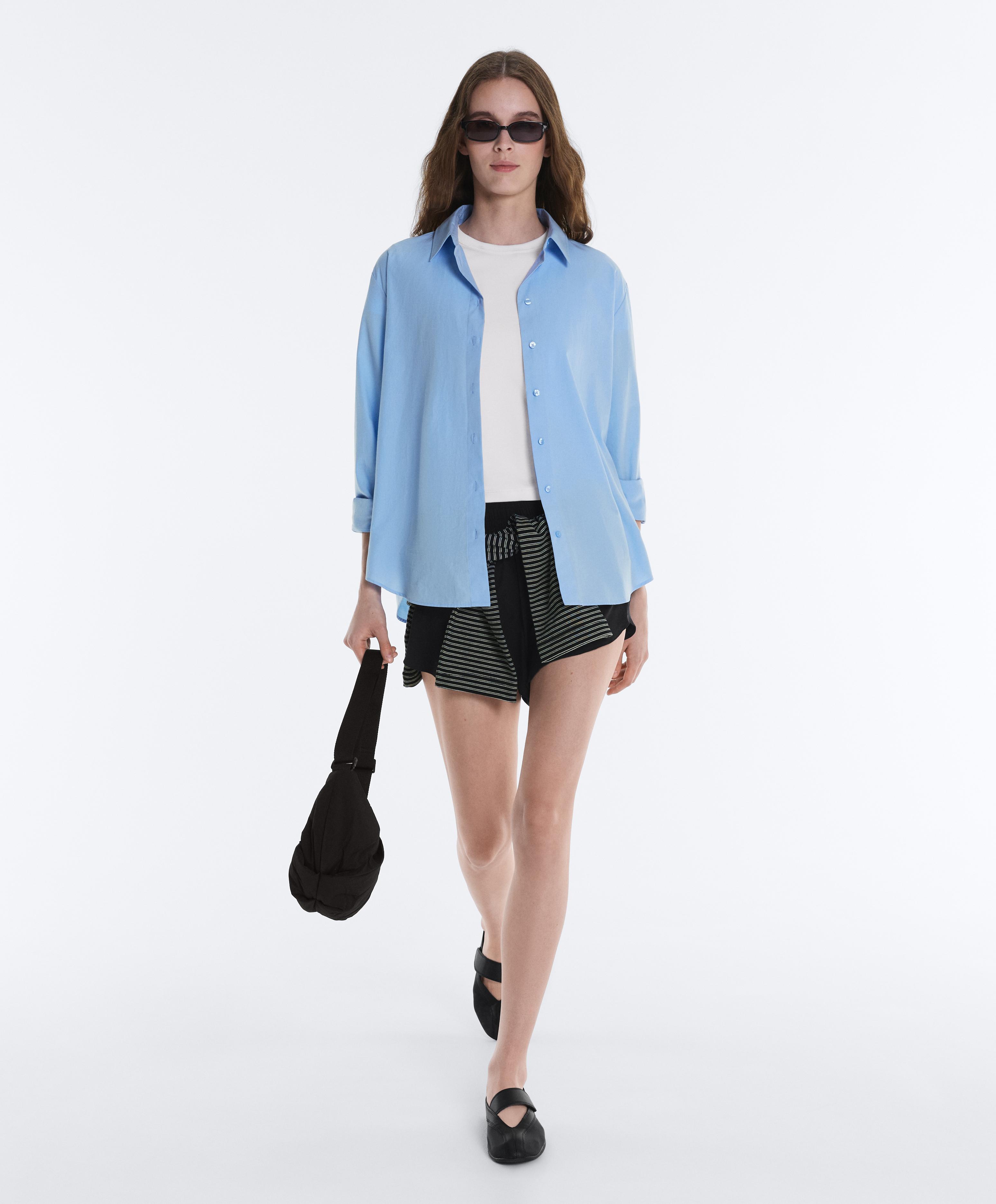 100% cotton long-sleeved shirt — SKY BLUE