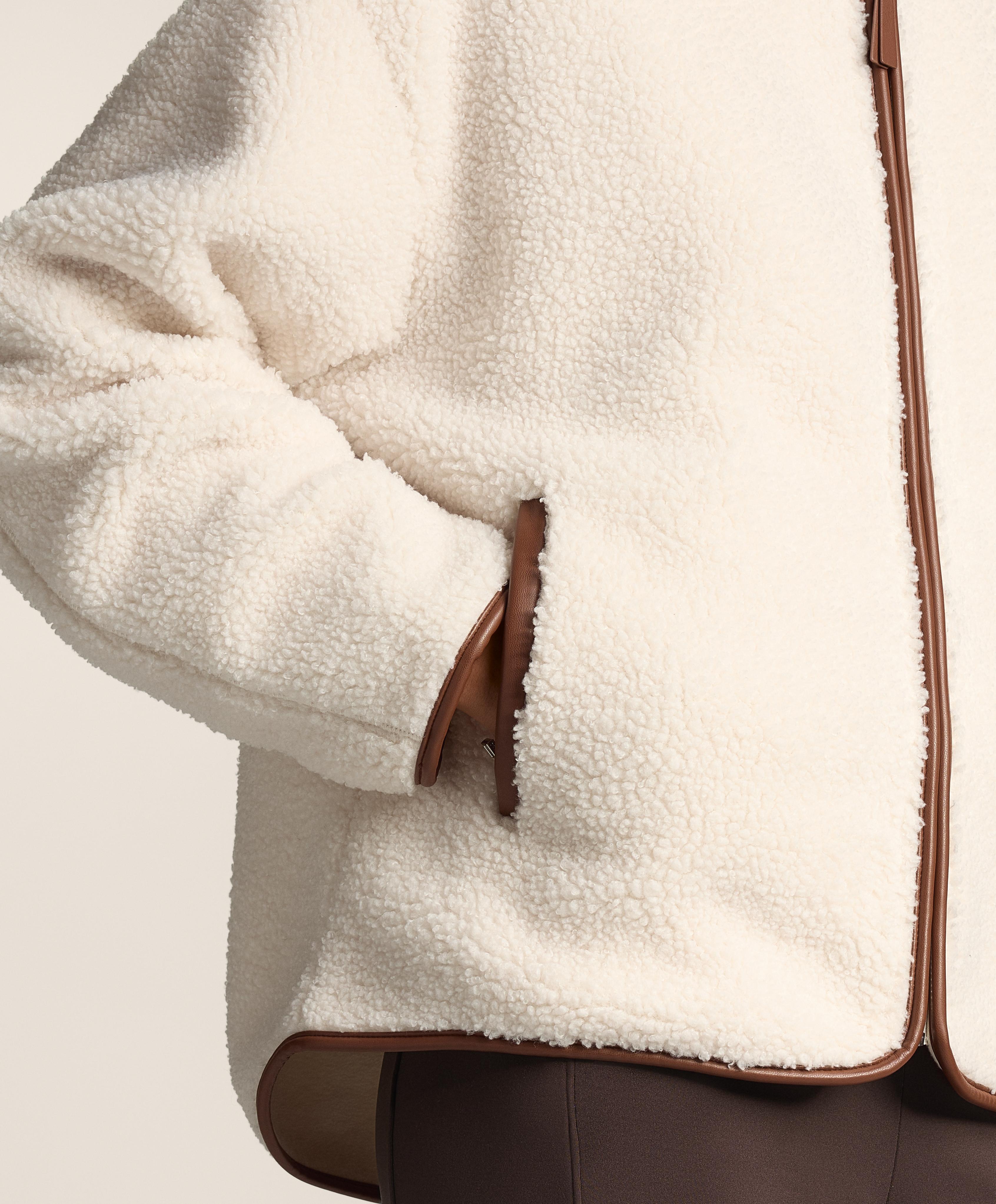 Faux-shearling jacket with hood — ECRU