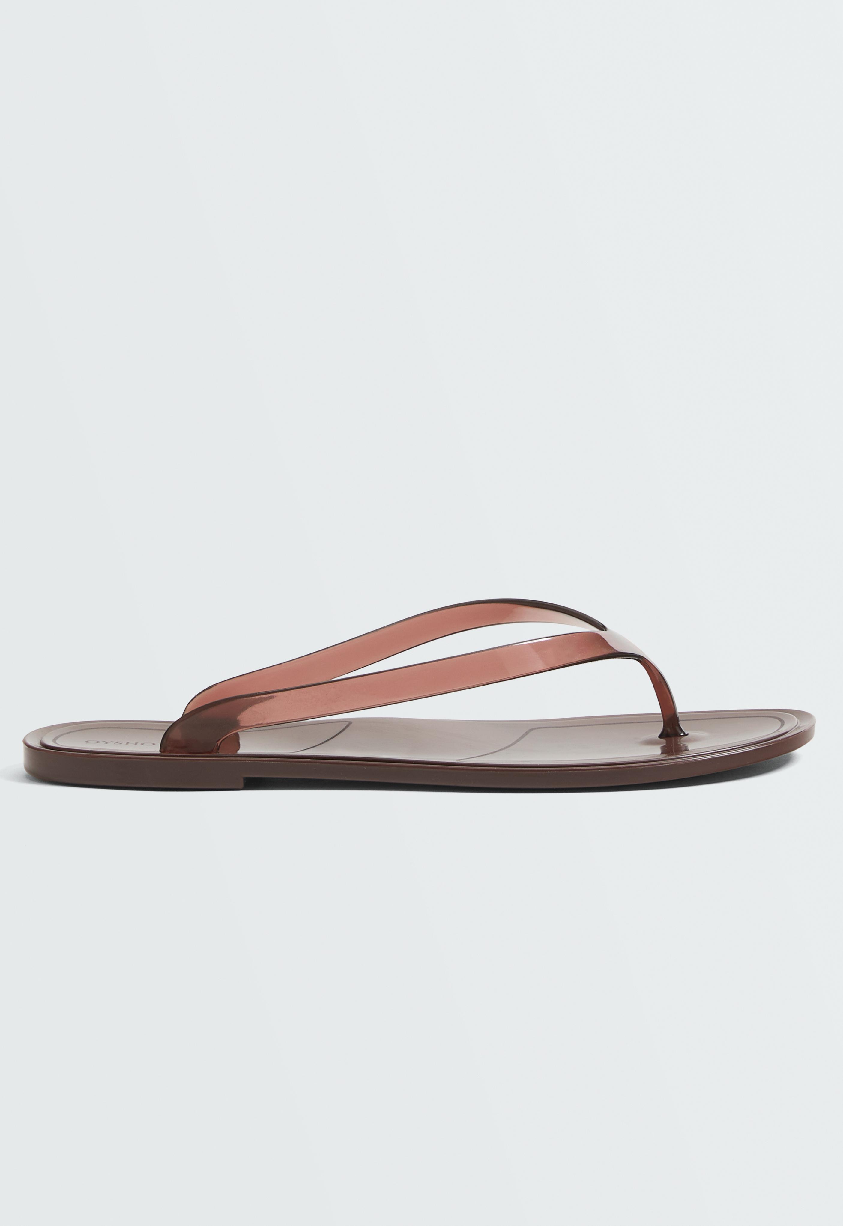 Translucent effect beachwear flip flops — BROWN
