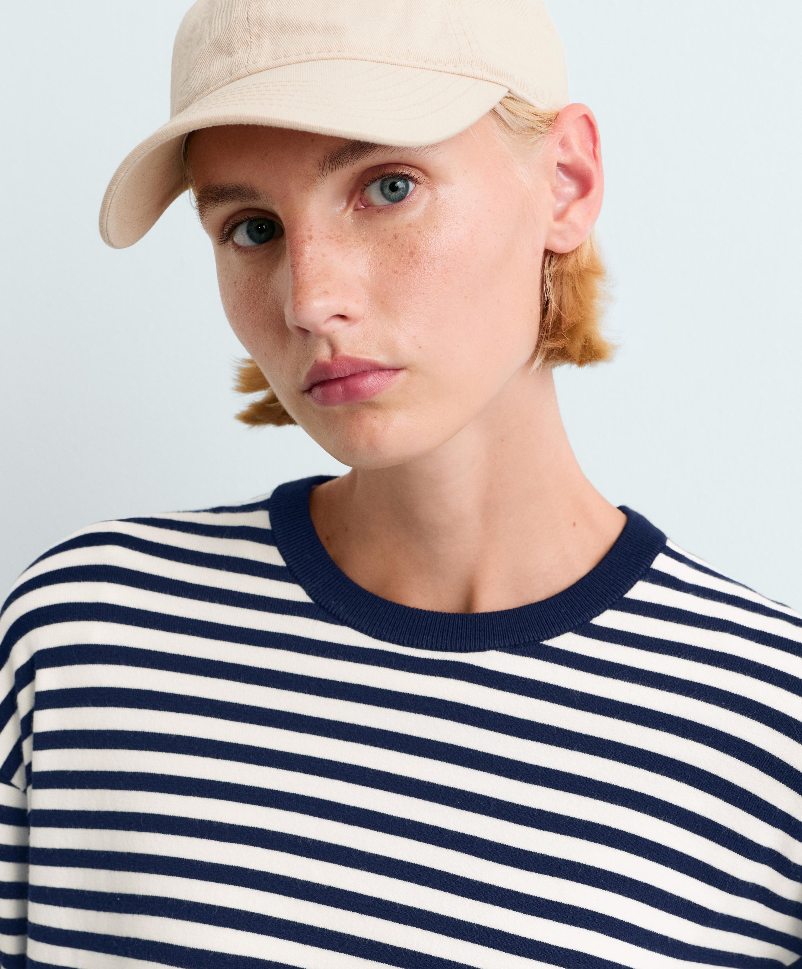 Fine knit striped jumper — PALE ECRU
