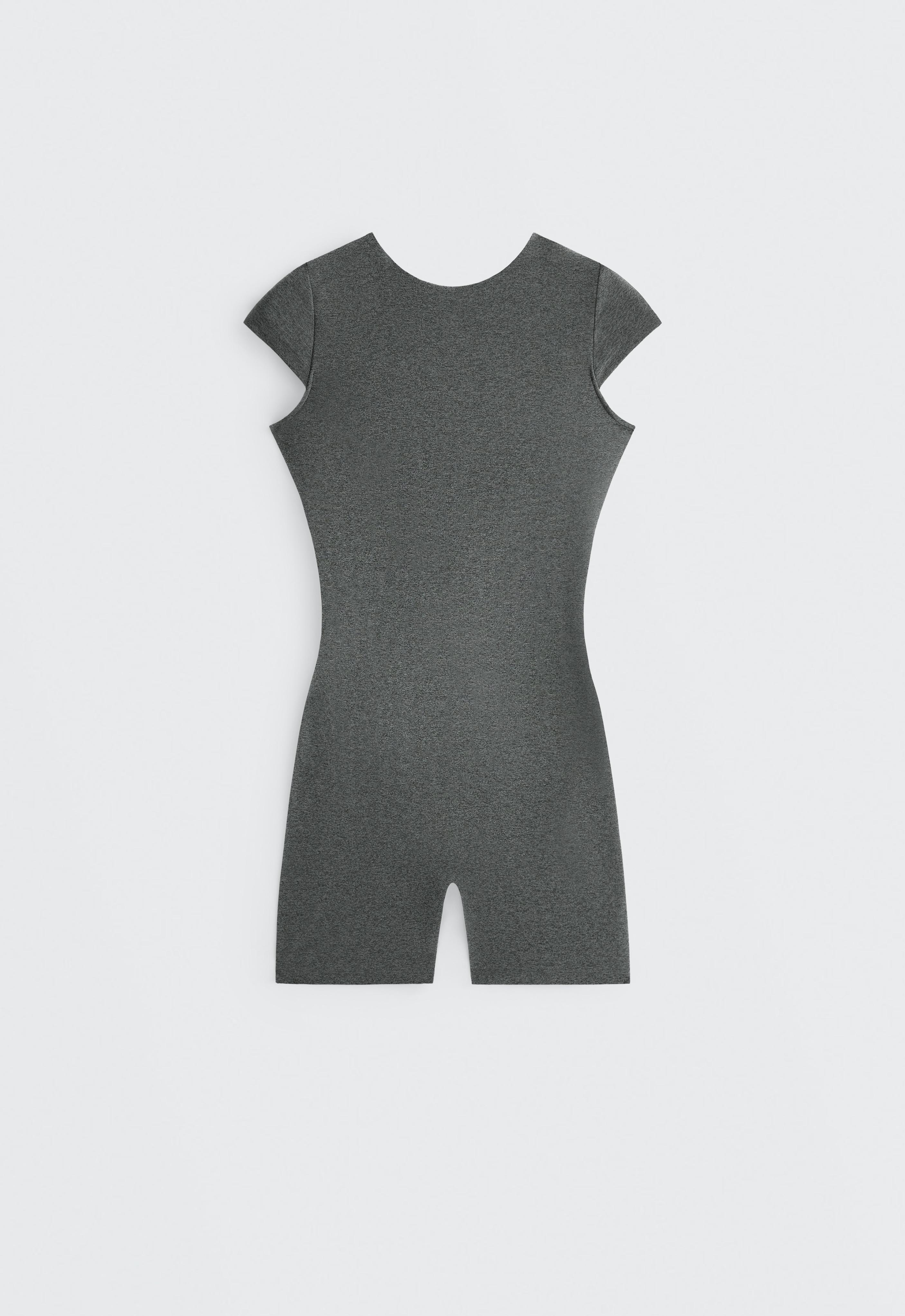 Comfortlux marl open-back short jumpsuit — DARK GREY MELANGE