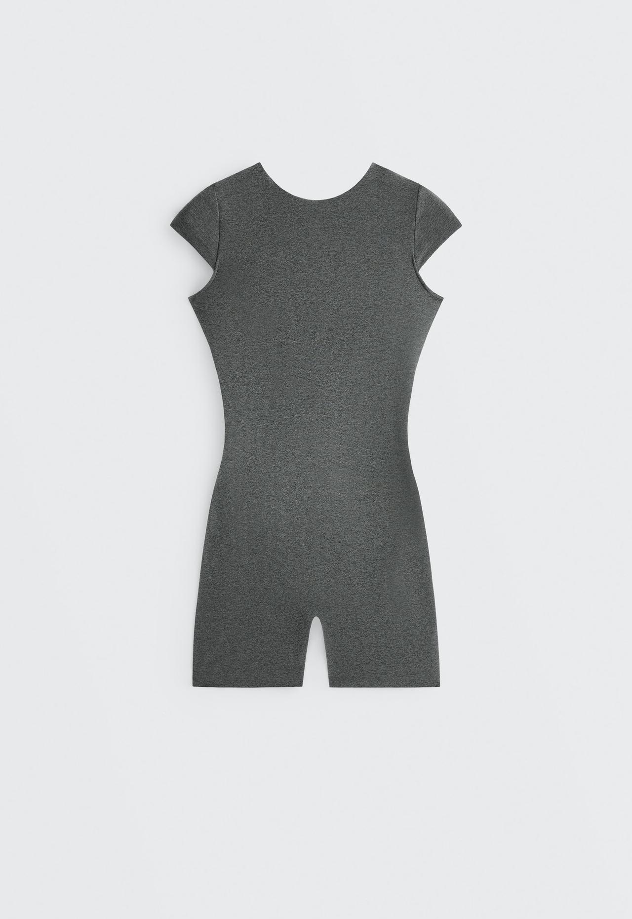 Comfortlux marl open-back short jumpsuit — DARK GREY MELANGE