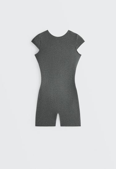 Comfortlux marl open-back short jumpsuit — DARK GREY MELANGE 7