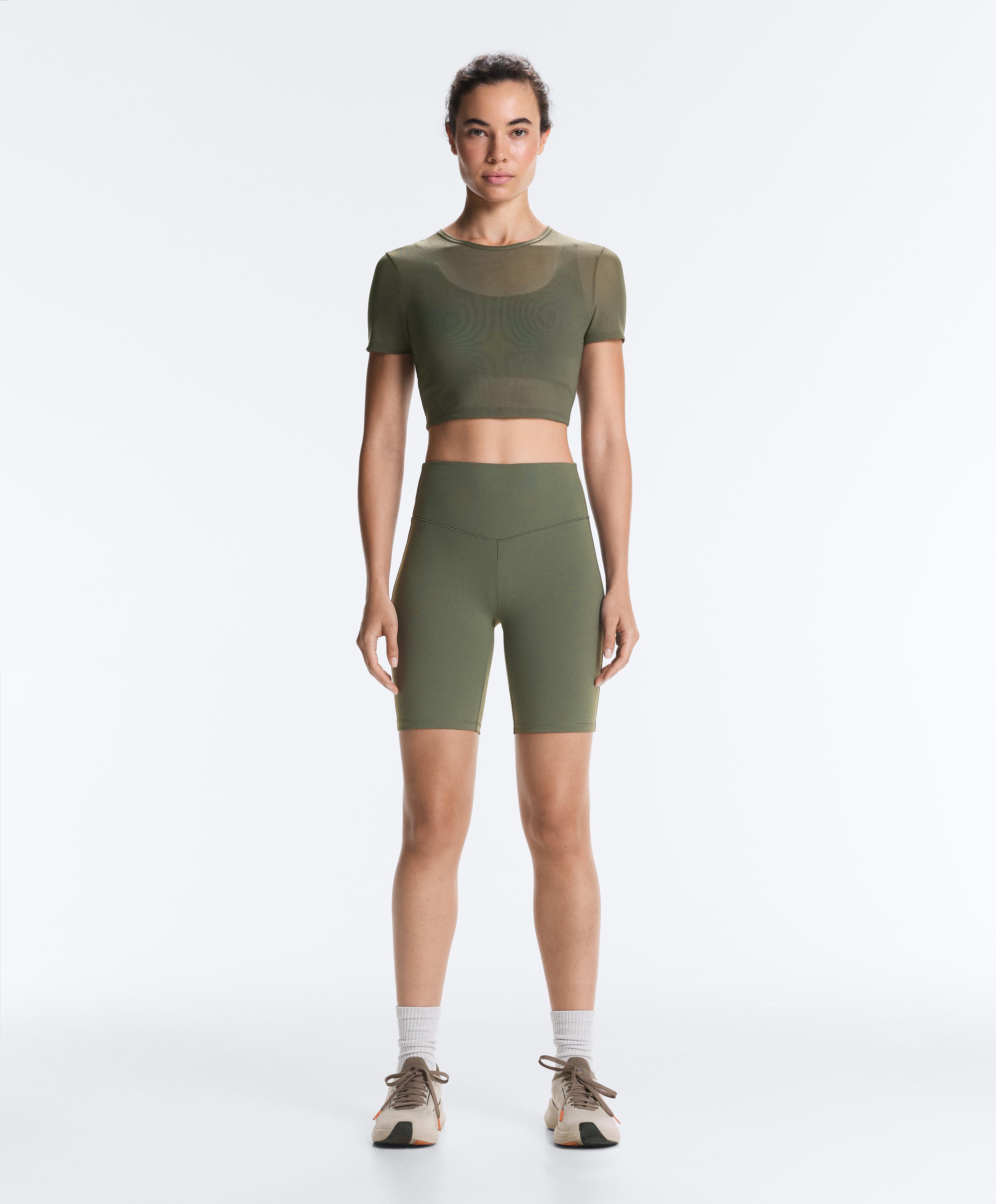 Evermove short-sleeved overlay tank top — KHAKI