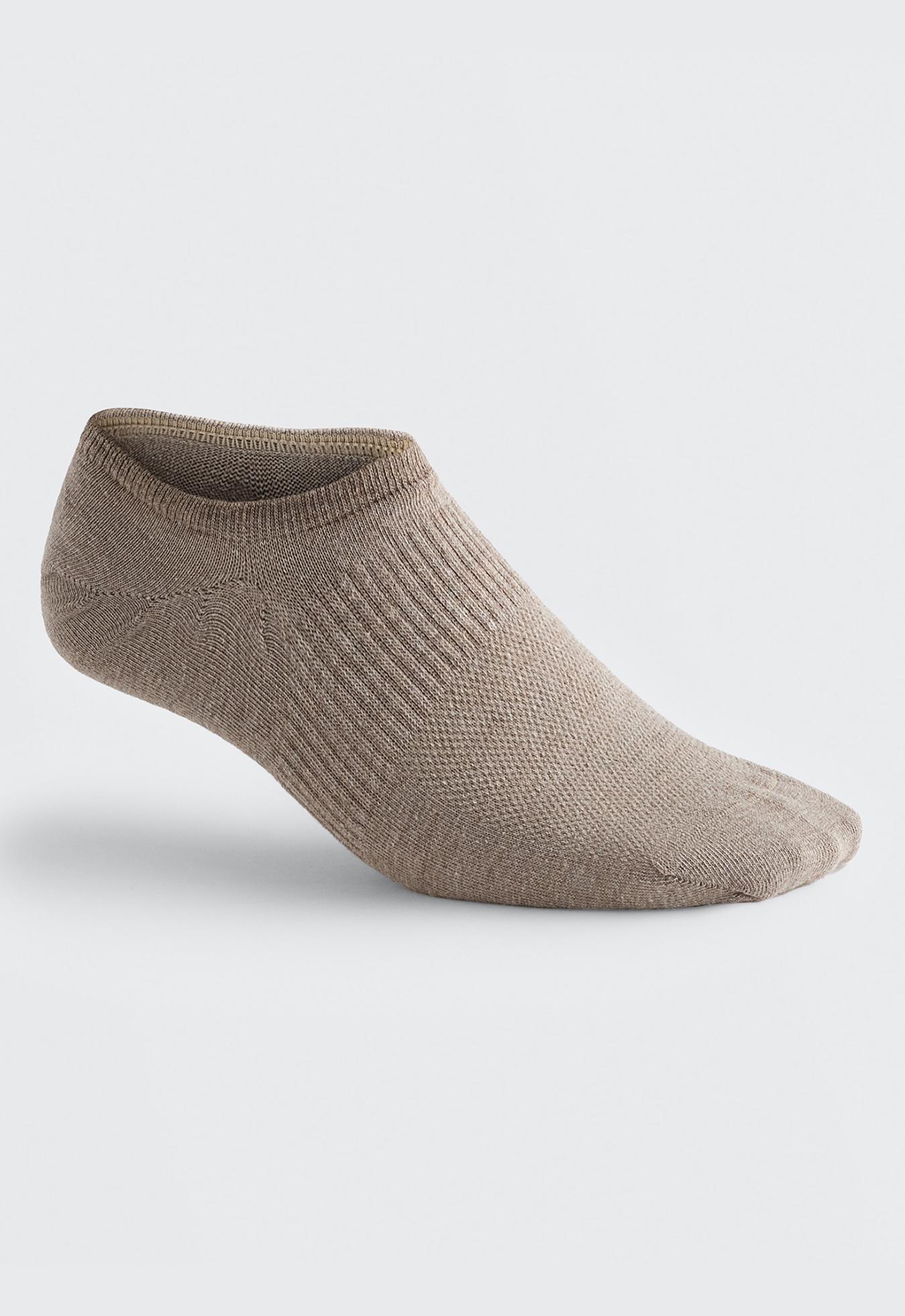 3 pairs of high-cut cotton blend invisible sports socks — TAN MELANGE