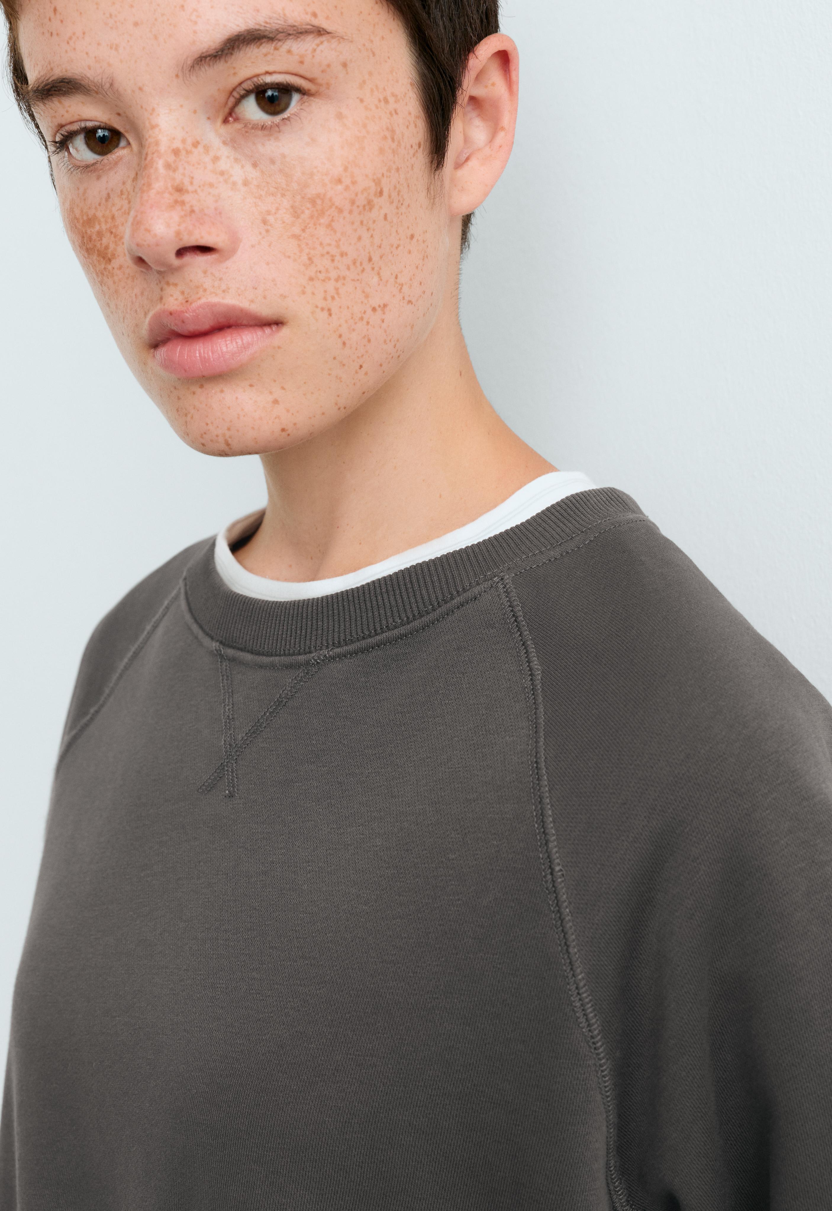 Cotton-blend crew neck sweatshirt — ANTHRACITE