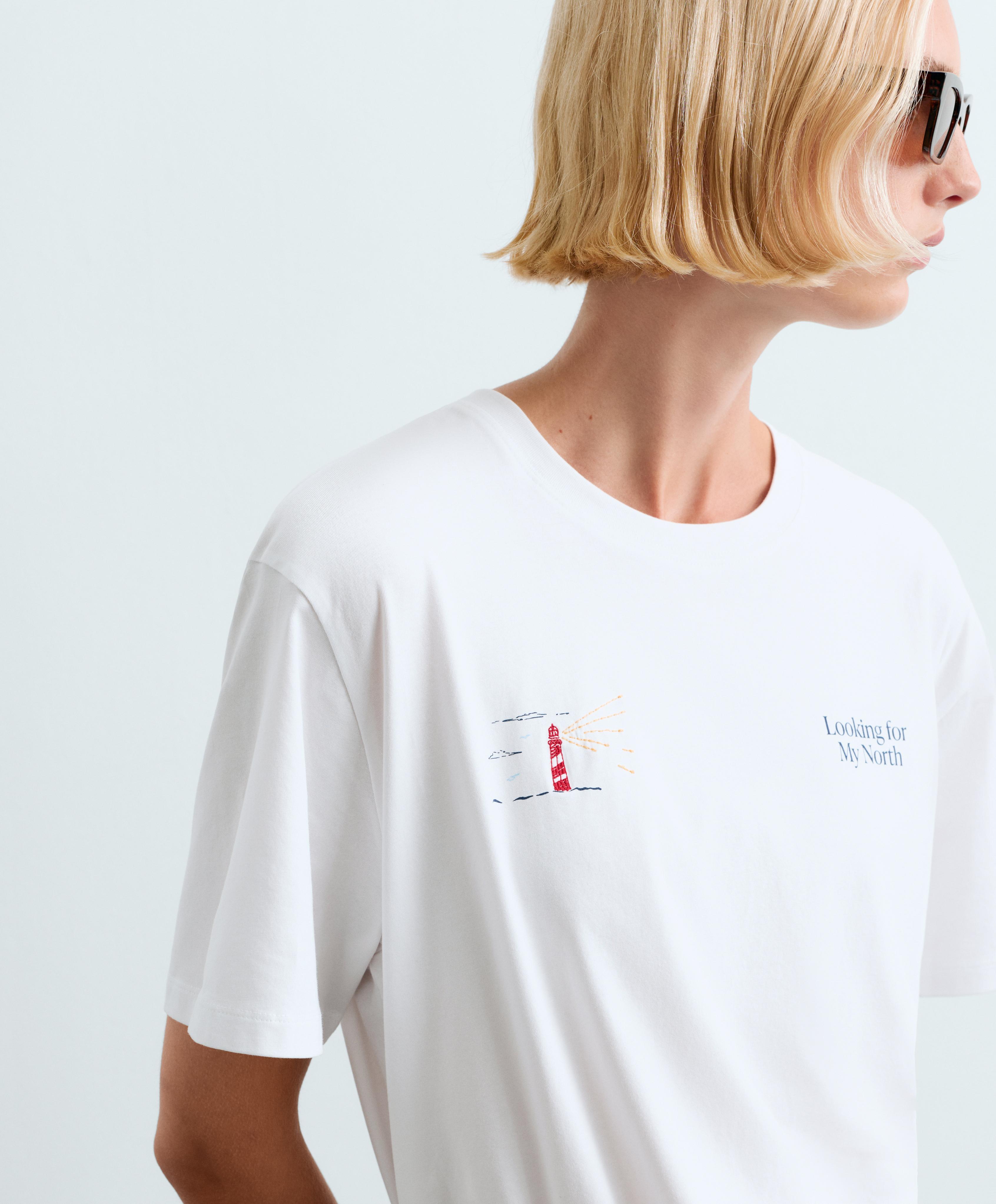 Boxy print cotton blend T-shirt — WHITE 