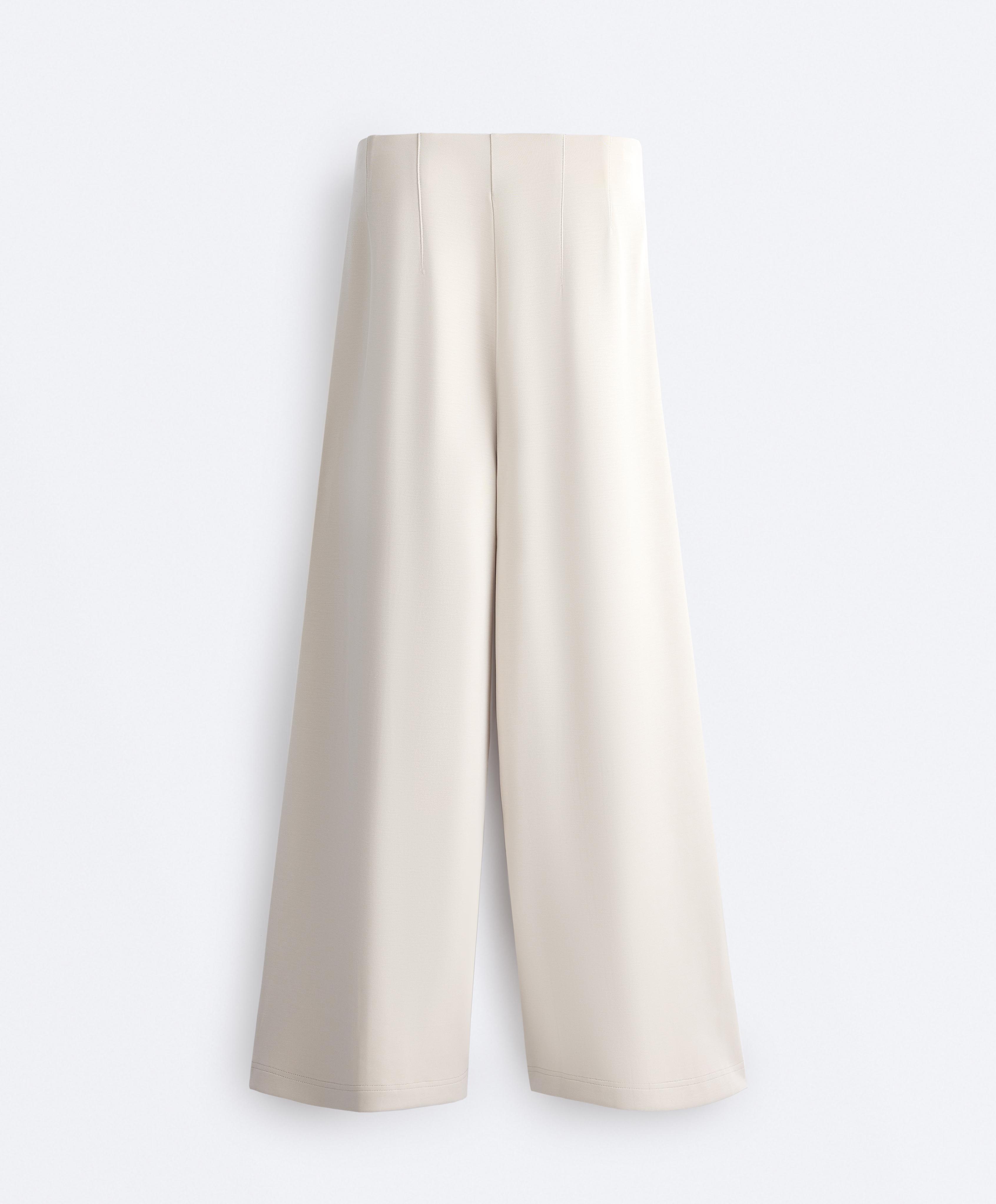 Straight-leg trousers with modal and crease — PALE MINK
