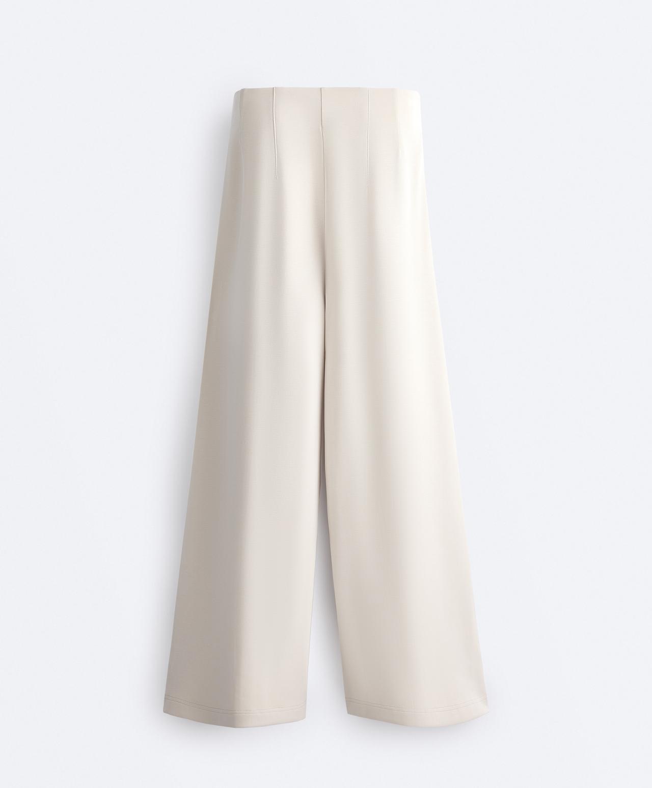 Straight-leg trousers with modal and crease — PALE MINK