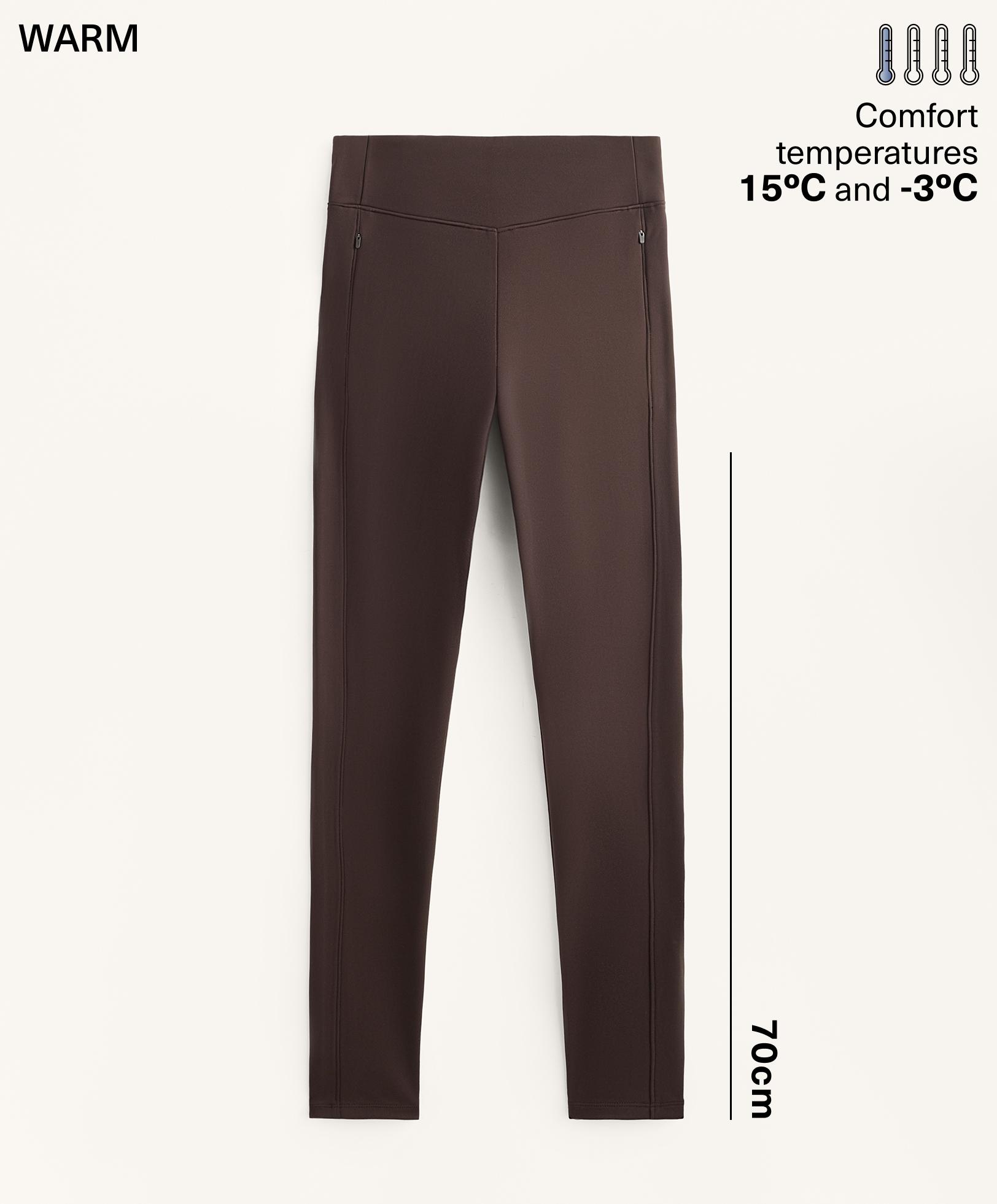 Warm high-rise ankle-length leggings with pockets 70 cm