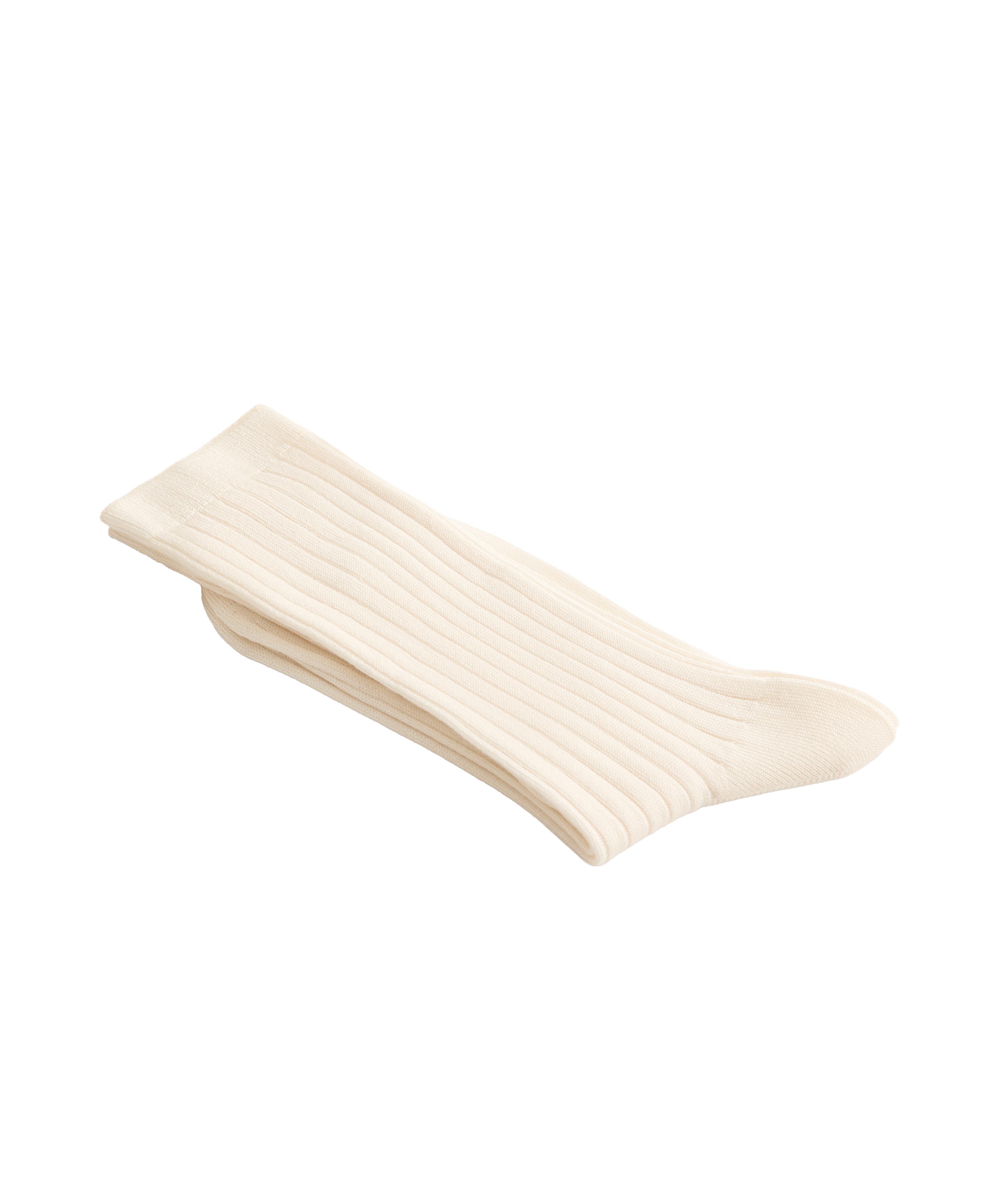 Classic Rib silk blend sock — ECRU