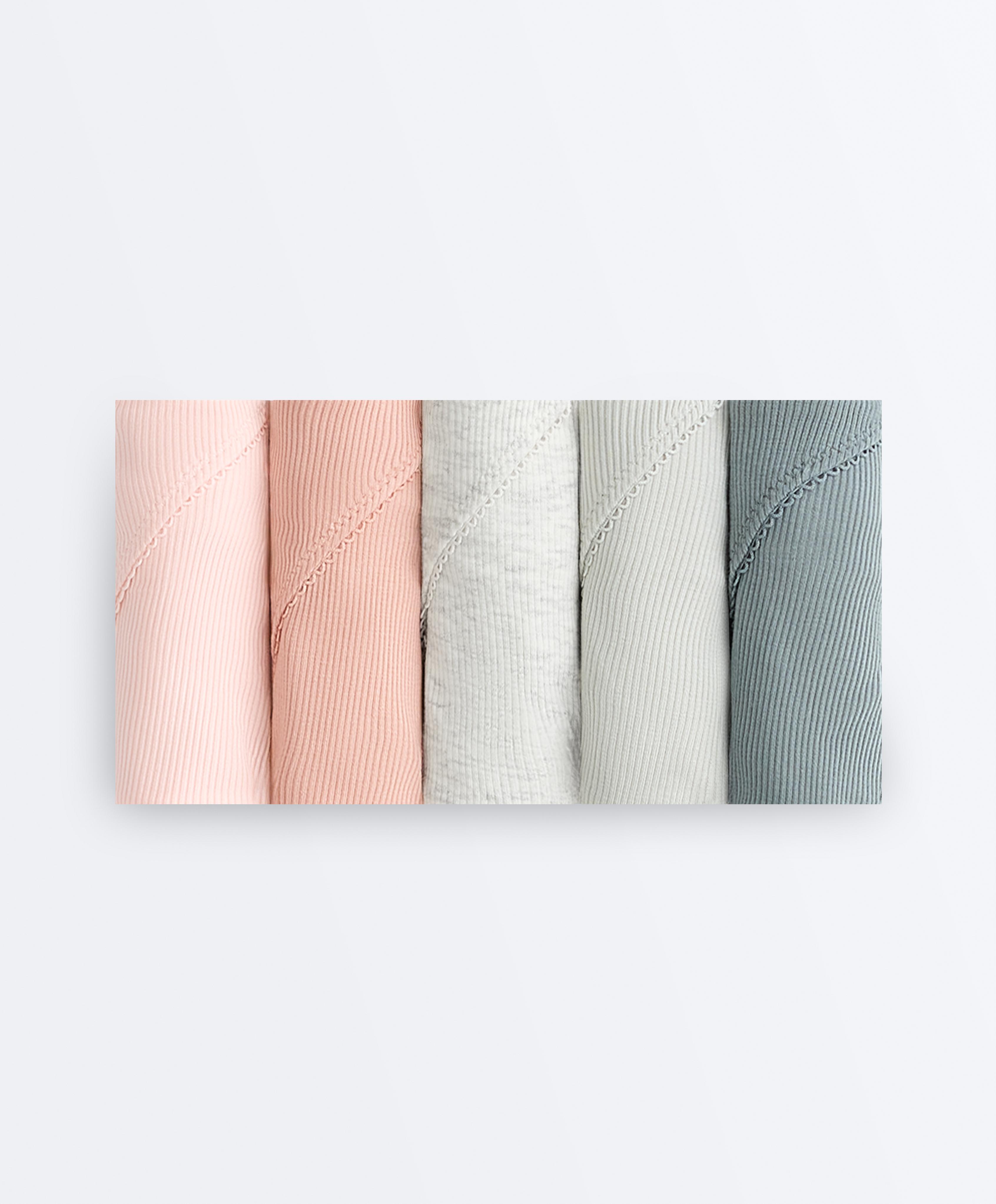 5 classic U-cut rib cotton briefs — PEACH
