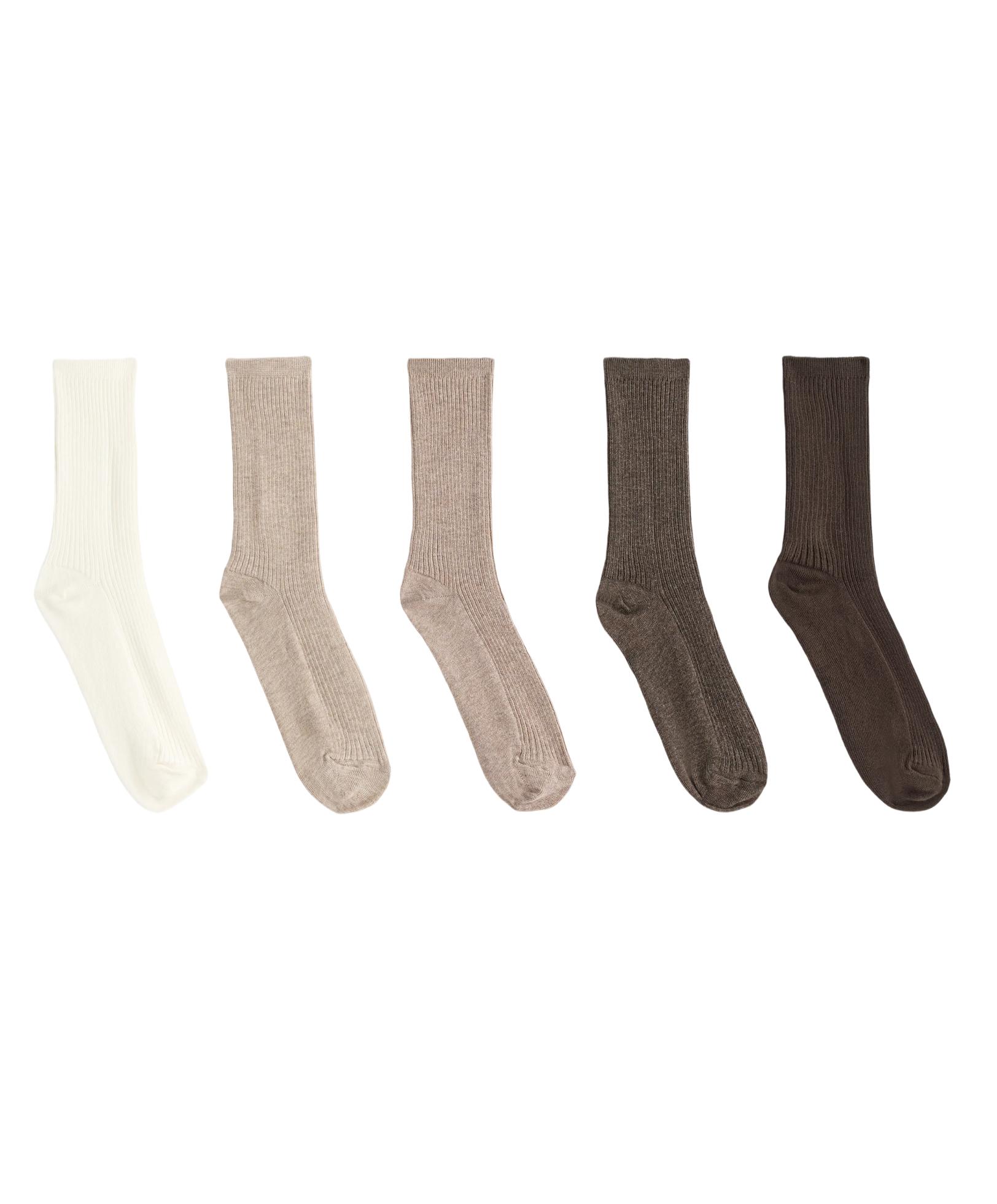 5 pairs of cotton blend classic socks — SAND MELANGE