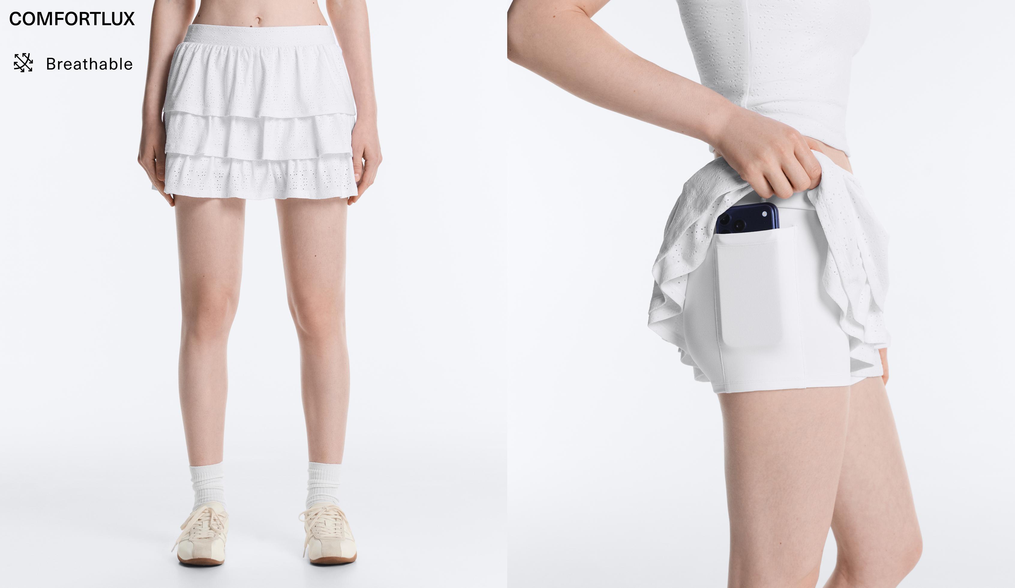 Comfortlux embroidered short skirt — WHITE