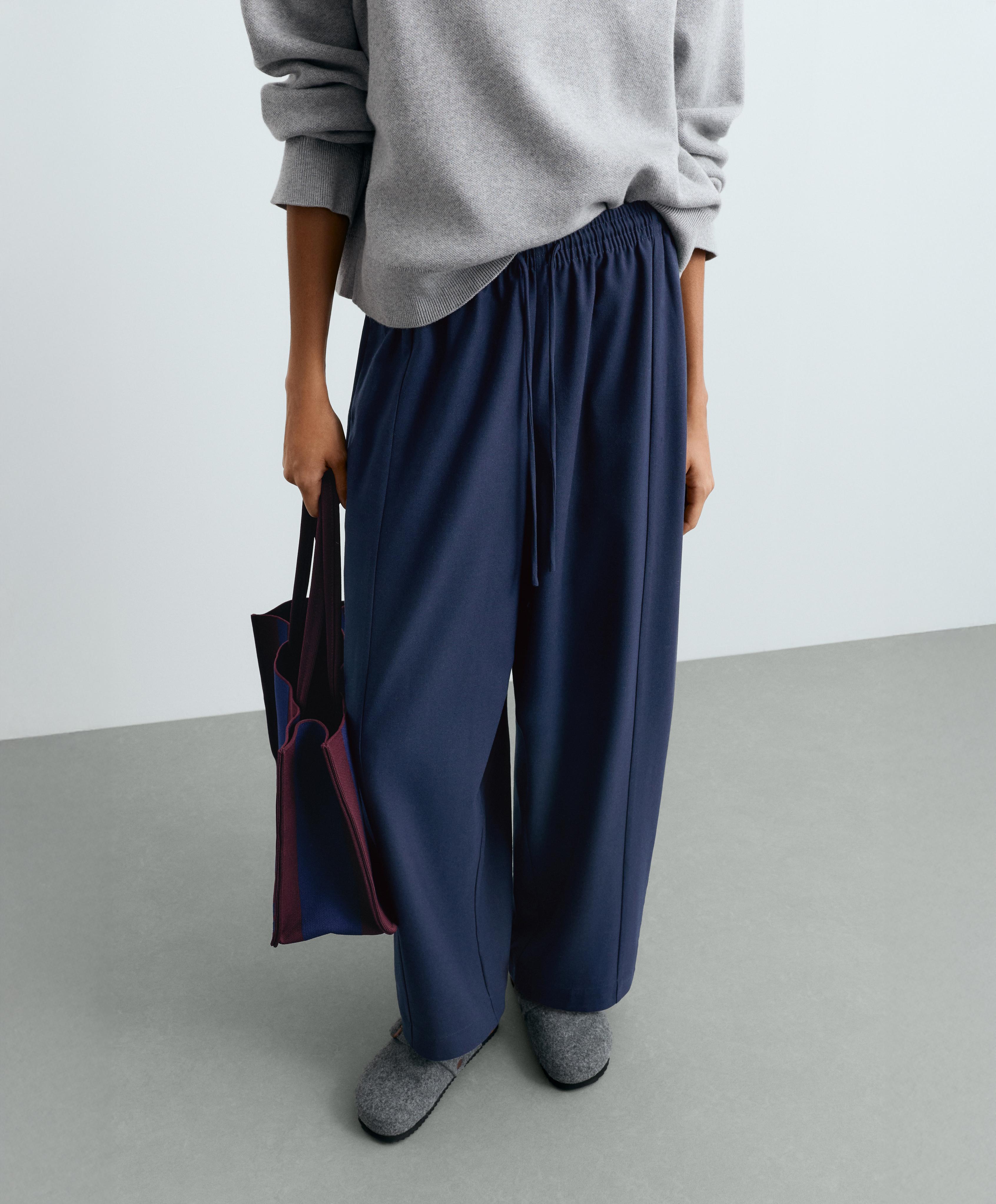 13% wool balloon trousers — NAVY BLUE