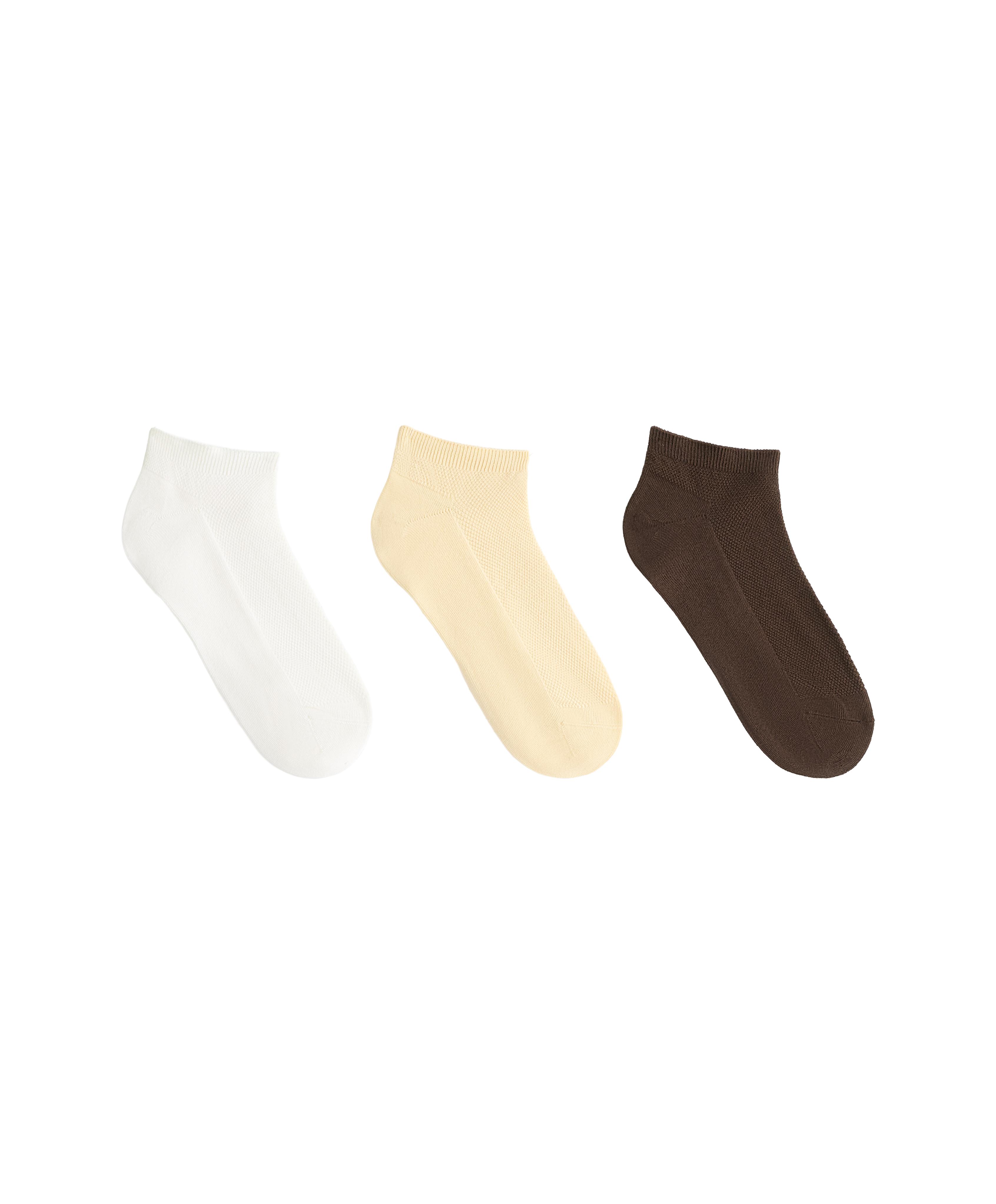 3 pairs of cotton blend piqué sneaker socks — WASHED TERRACOTTA