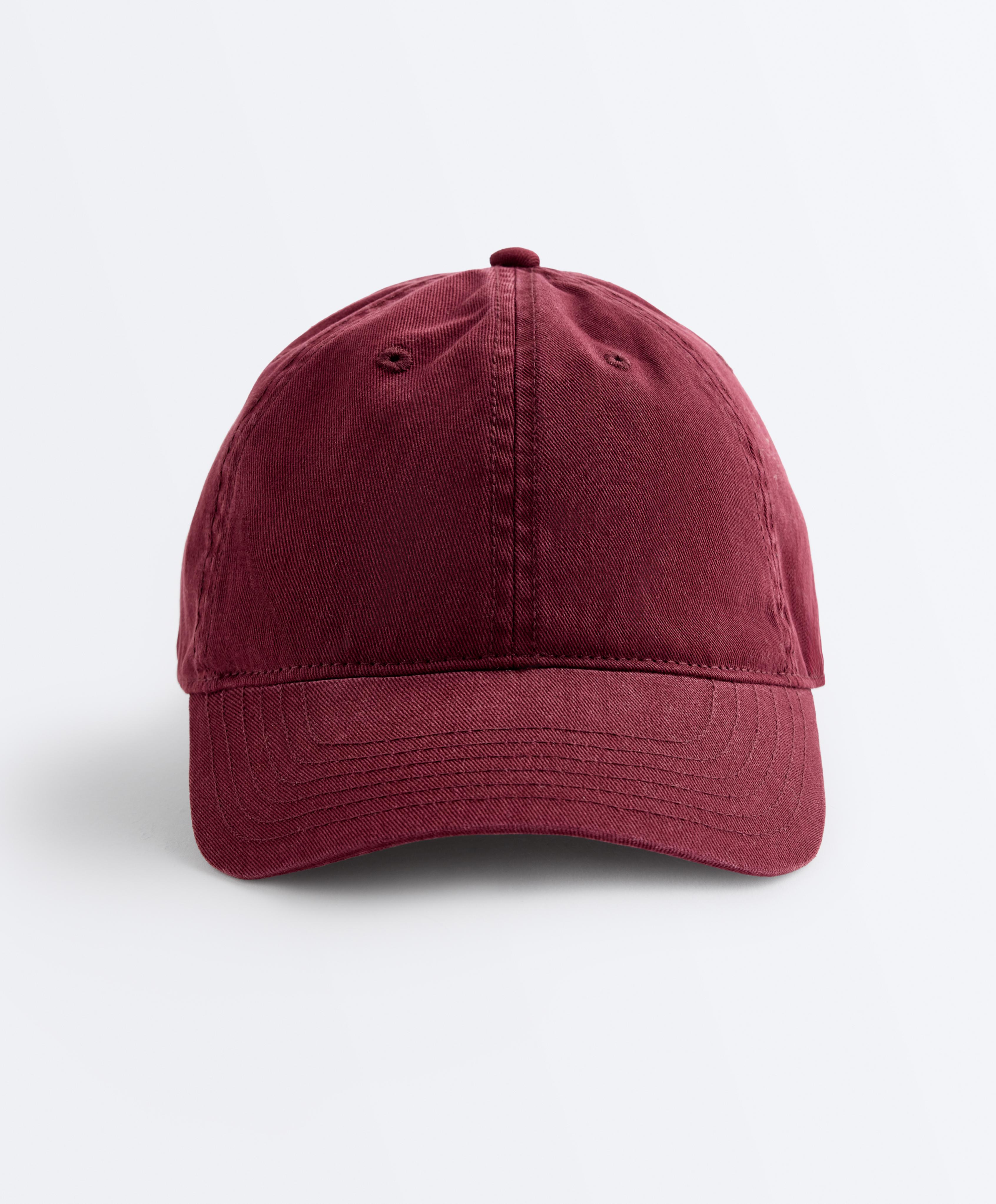 Washed-effect 100% cotton cap — BURGUNDY