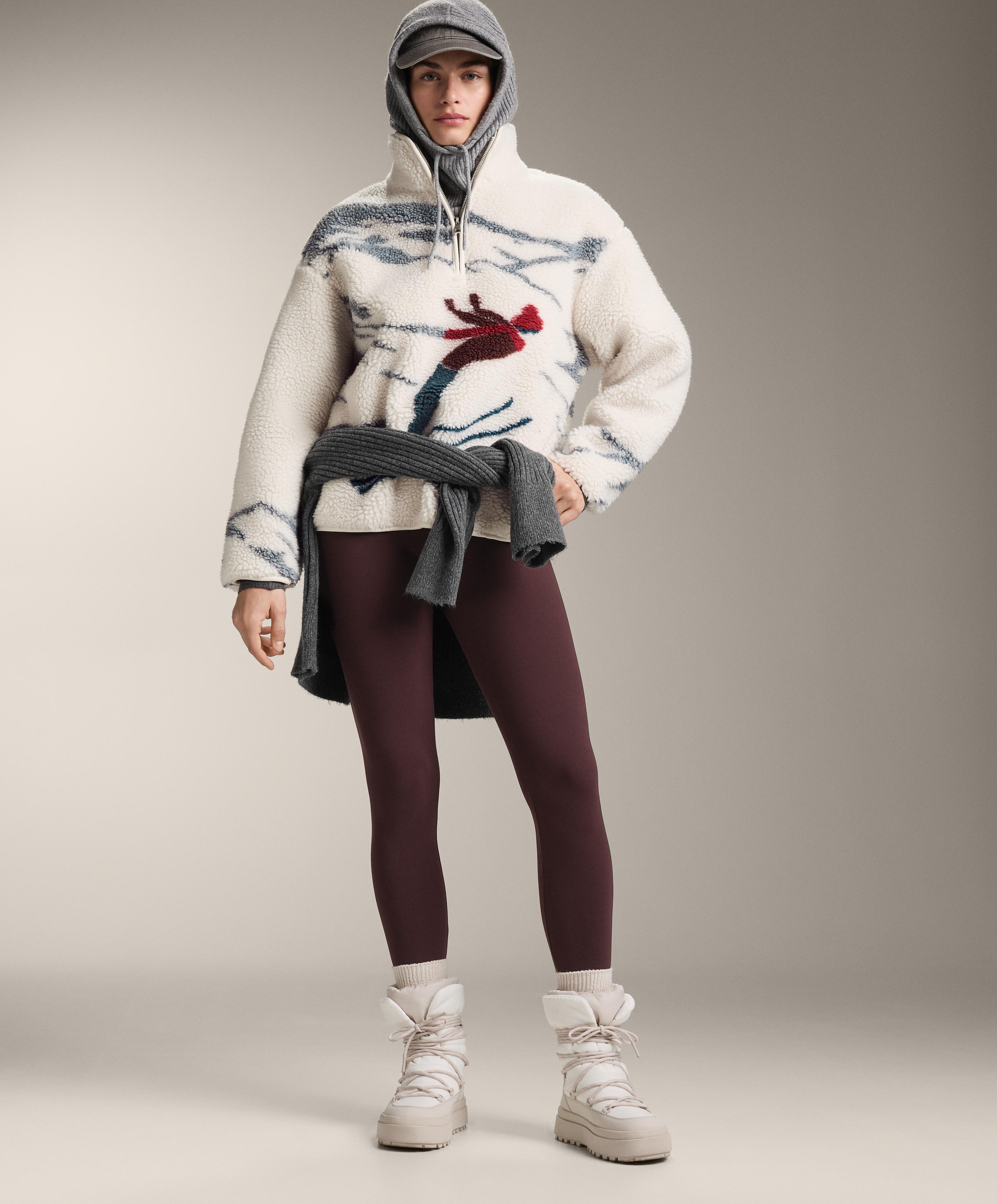 Veste effet mouton de ski à demi-fermeture éclair