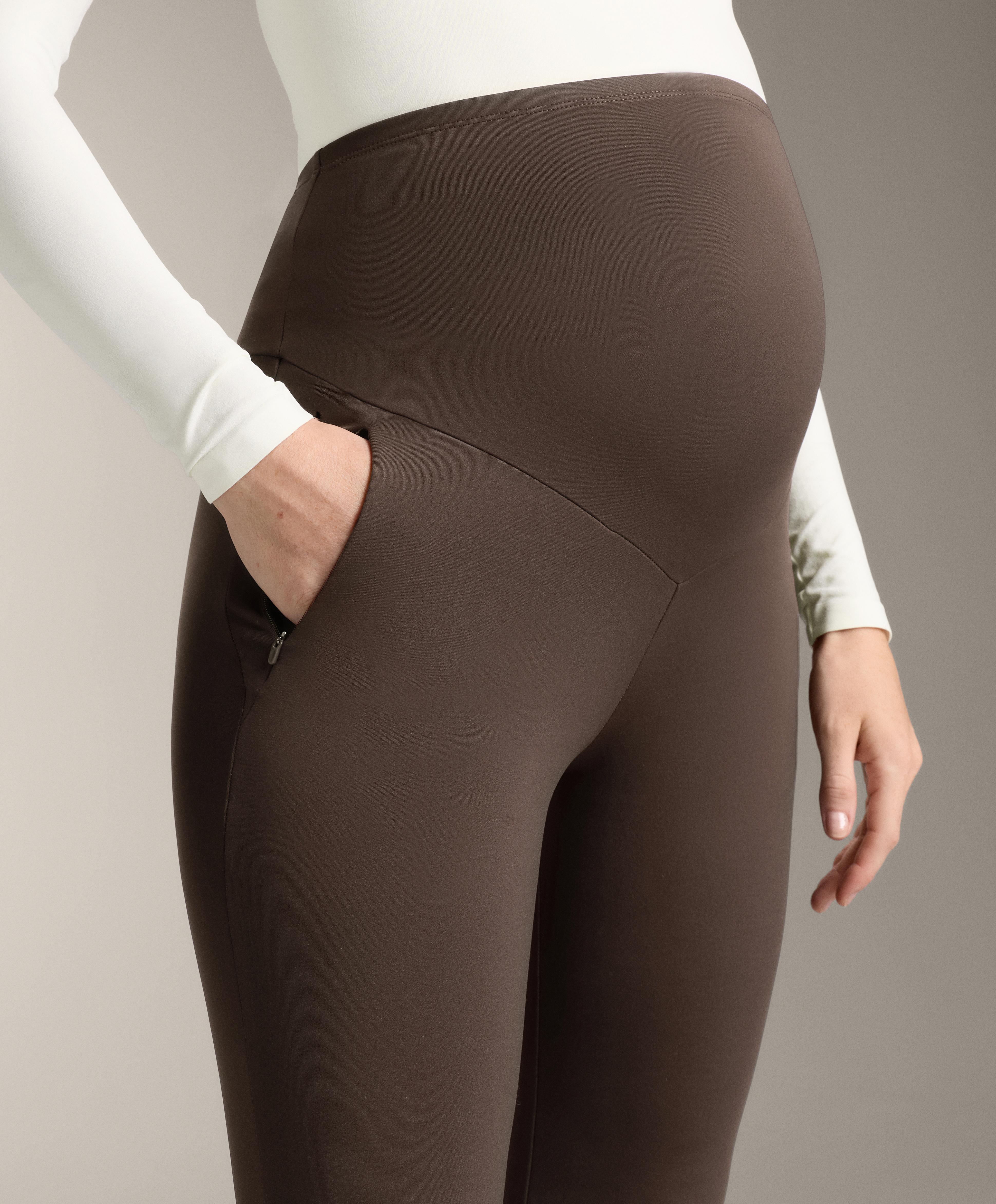 Warm flare maternity trousers — DARK REDDISH‑BROWN