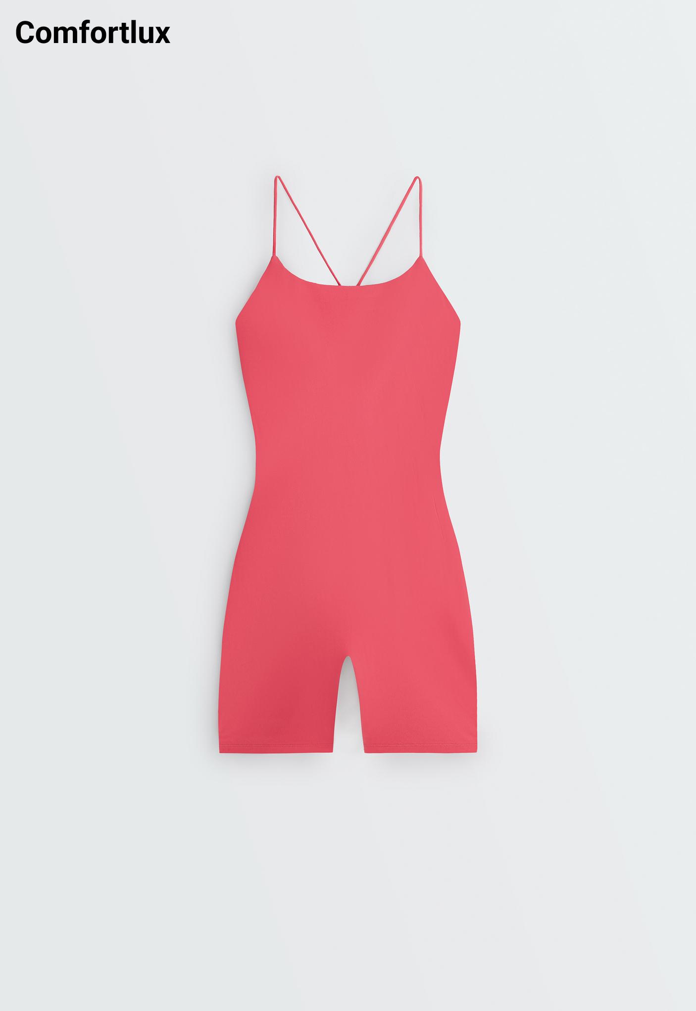 Comfortlux strappy back short jumpsuit — WASHED RED